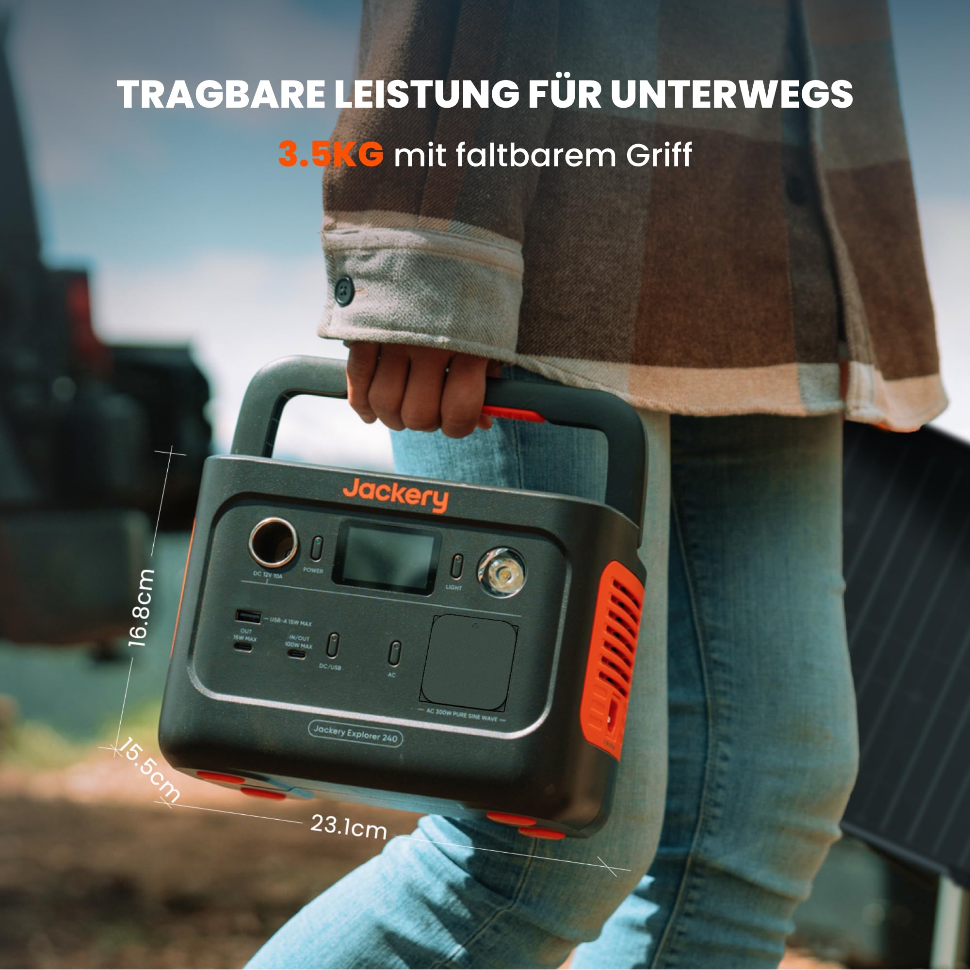 Jackery 240 v2 Solar Generator with 40W Solar Panel, 256Wh LiFePO4 Battery, 300W AC &amp; 100W USB-C Output for Outdoor, Camping &amp; Emergency (2024 New) 