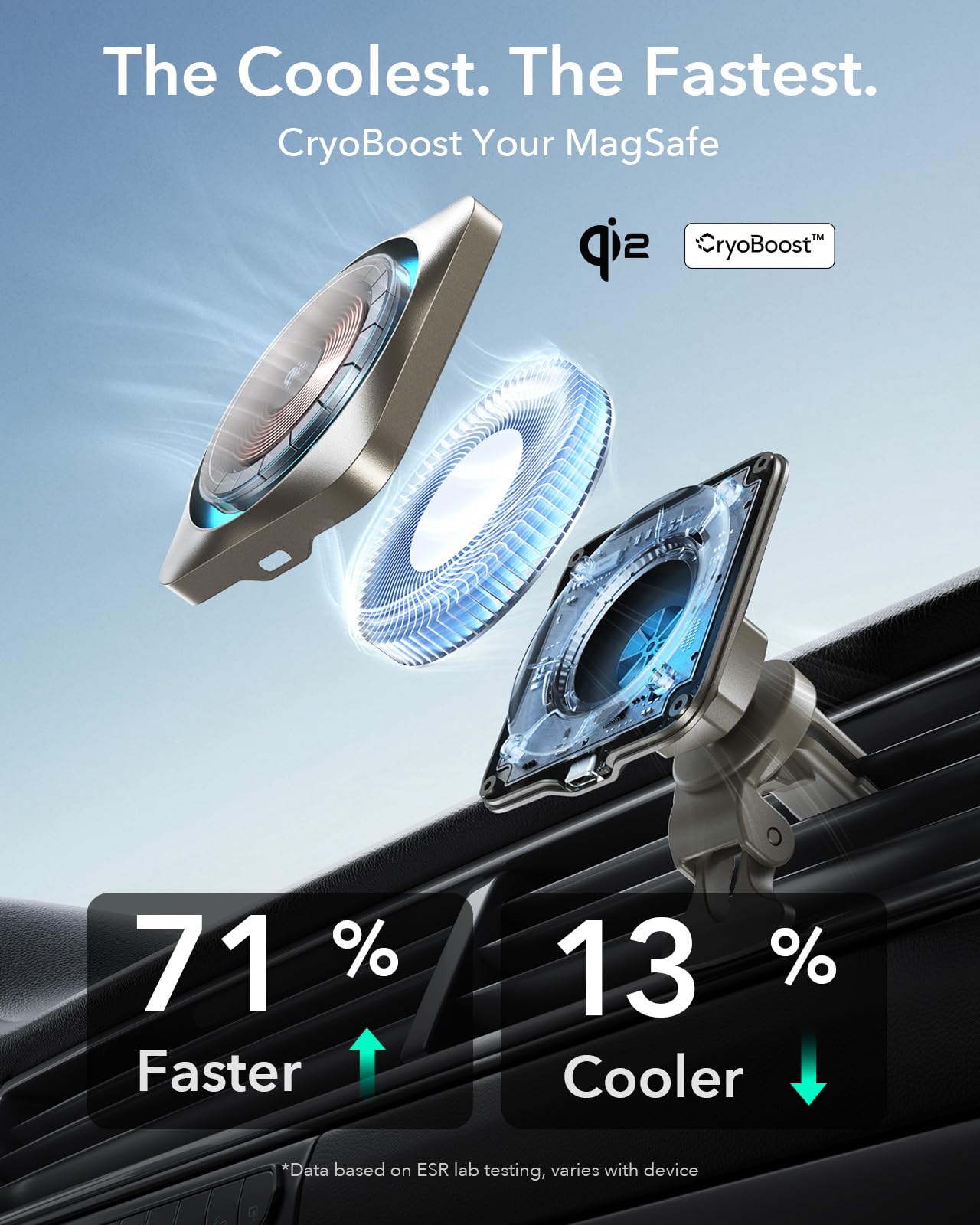ESR 15W for Magsafe Car Mount with Charging Function, Cell Phone Holder Car Charger, Magnetic Wireless Phone Holder Car with Charging Function for iPhone 16/15/14/13/12 Series, Galaxy S25 Series, Fast Charging 