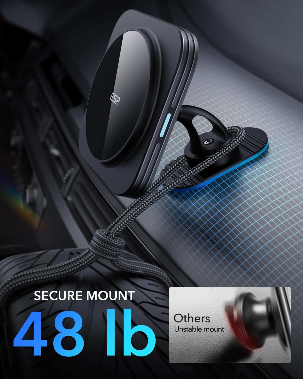 ESR 15W for Magsafe Car Mount with Charging Function, Cell Phone Holder Car Charger, Magnetic Wireless Phone Holder Car with Charging Function for iPhone 16/15/14/13/12 Series, Galaxy S25 Series, Fast Charging 