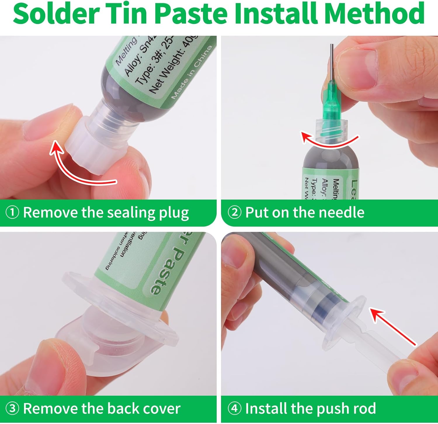 Gruiqrd Syringe Solder Paste Flux Sn42 Bi58, Lead-Free Solder Paste, Soldering Flux Tin Paste, Low Temperature Solder Paste 138 Degrees, for BGA LED SMD SMT Solder (1.41oz/40g) 