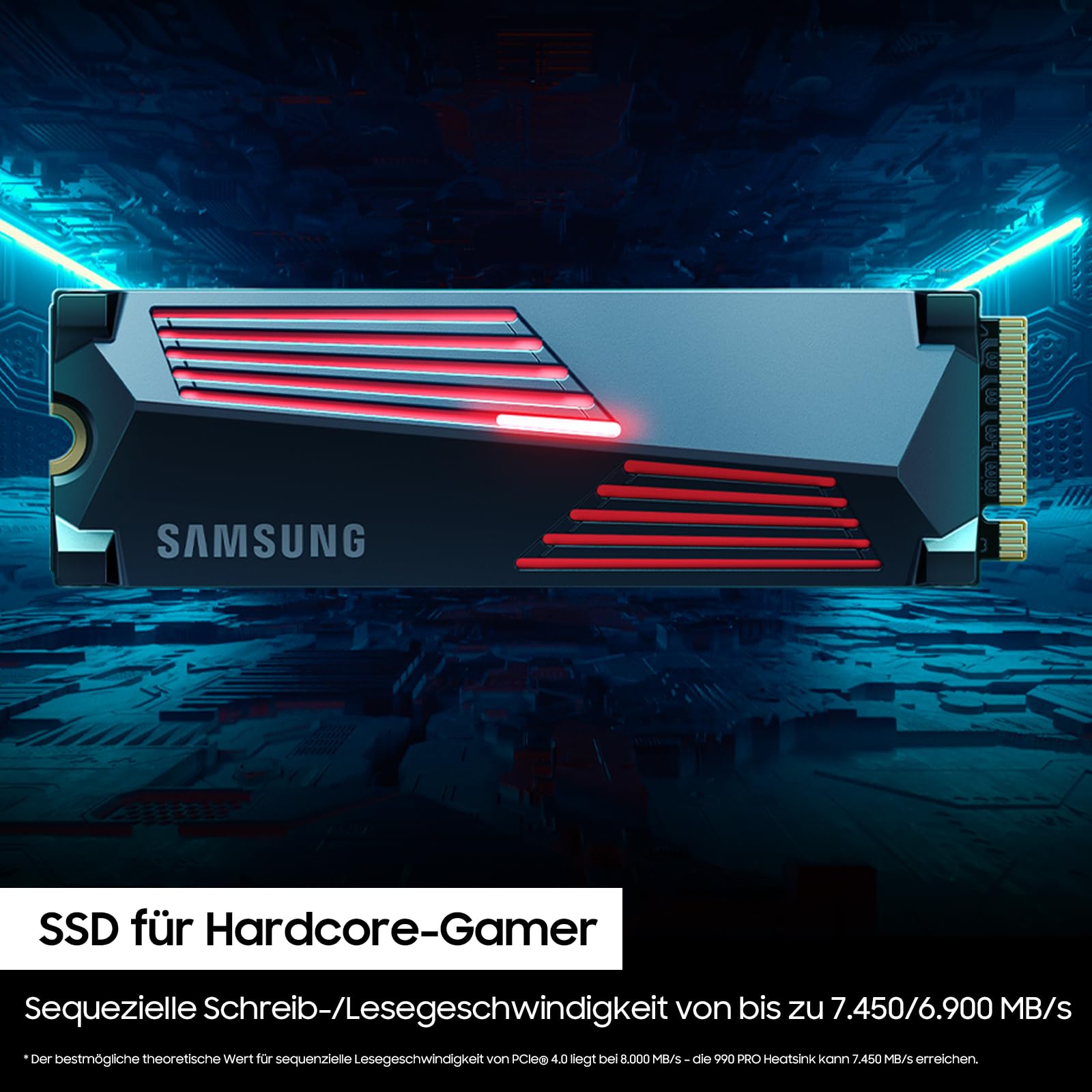 Samsung 990 PRO NVMe M.2 SSD, 2 TB, PCIe 4.0, 7,450 MB/s Read, 6,900 MB/s Write, Internal SSD, Internal SSD for Gaming and Video Editing, Black, MZ-V9P2T0BW 