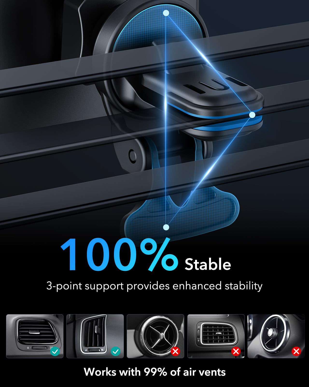 ESR 15W for Magsafe Car Mount with Charging Function, Cell Phone Holder Car Charger, Magnetic Wireless Phone Holder Car with Charging Function for iPhone 16/15/14/13/12 Series, Galaxy S25 Series, Fast Charging 