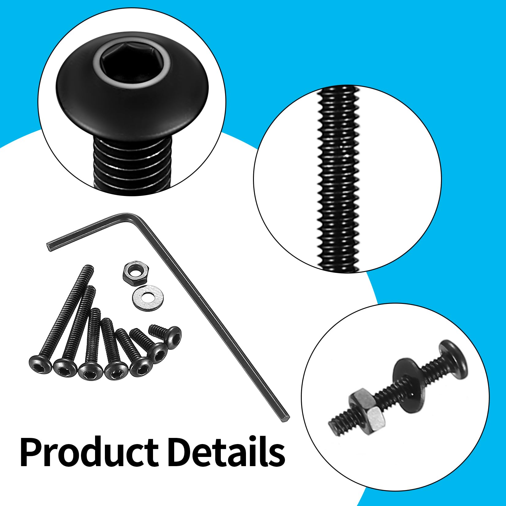 410pcs M2 Countersunk Head Hex Socket Screws, 10.9 Carbon Steel Full Thread Machine Screws, Nuts and Washers Assortment with Allen Keys 