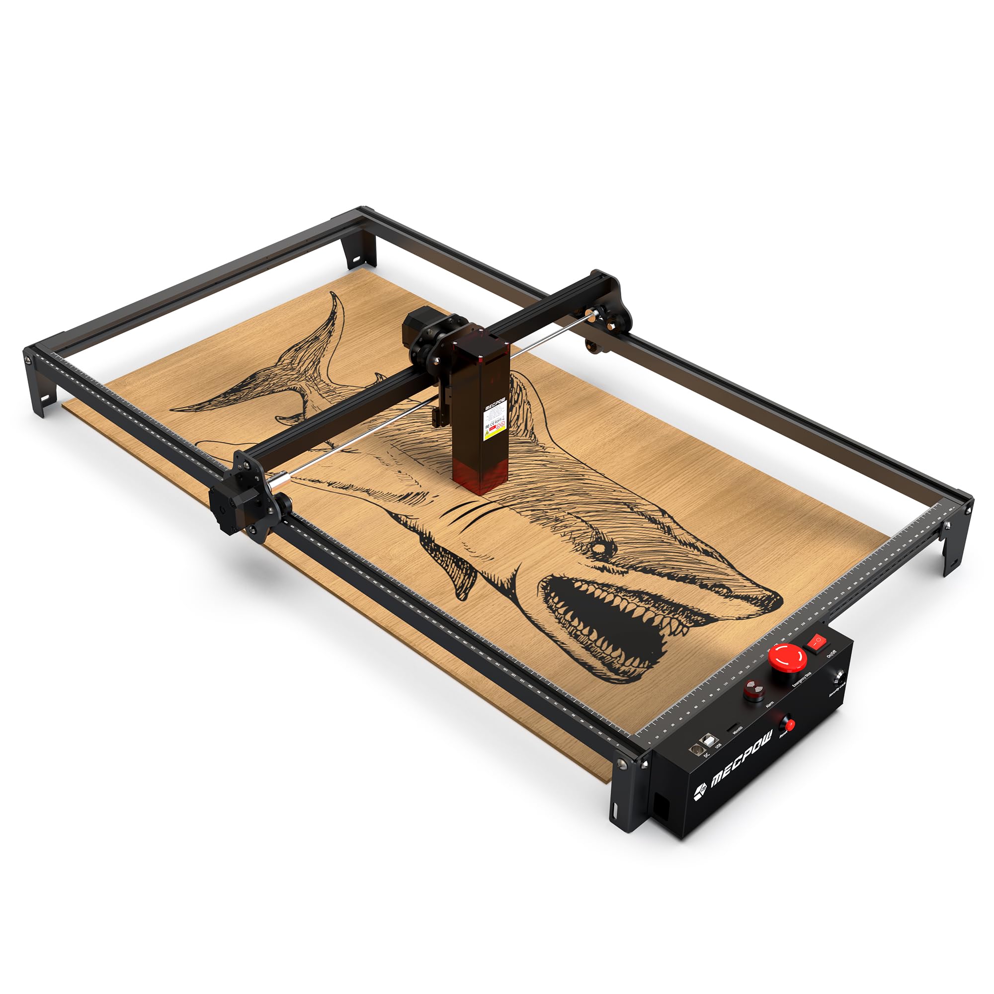 Mecpow X3 Pro Laser Engraving Machine with Air Assistance, 10W Engraving Machine Laser Cutter for Wood and Metal, 60W CNC Milling Machine with Emergency Stop, Flame and Gyro Detection, 410 x 400mm Area 