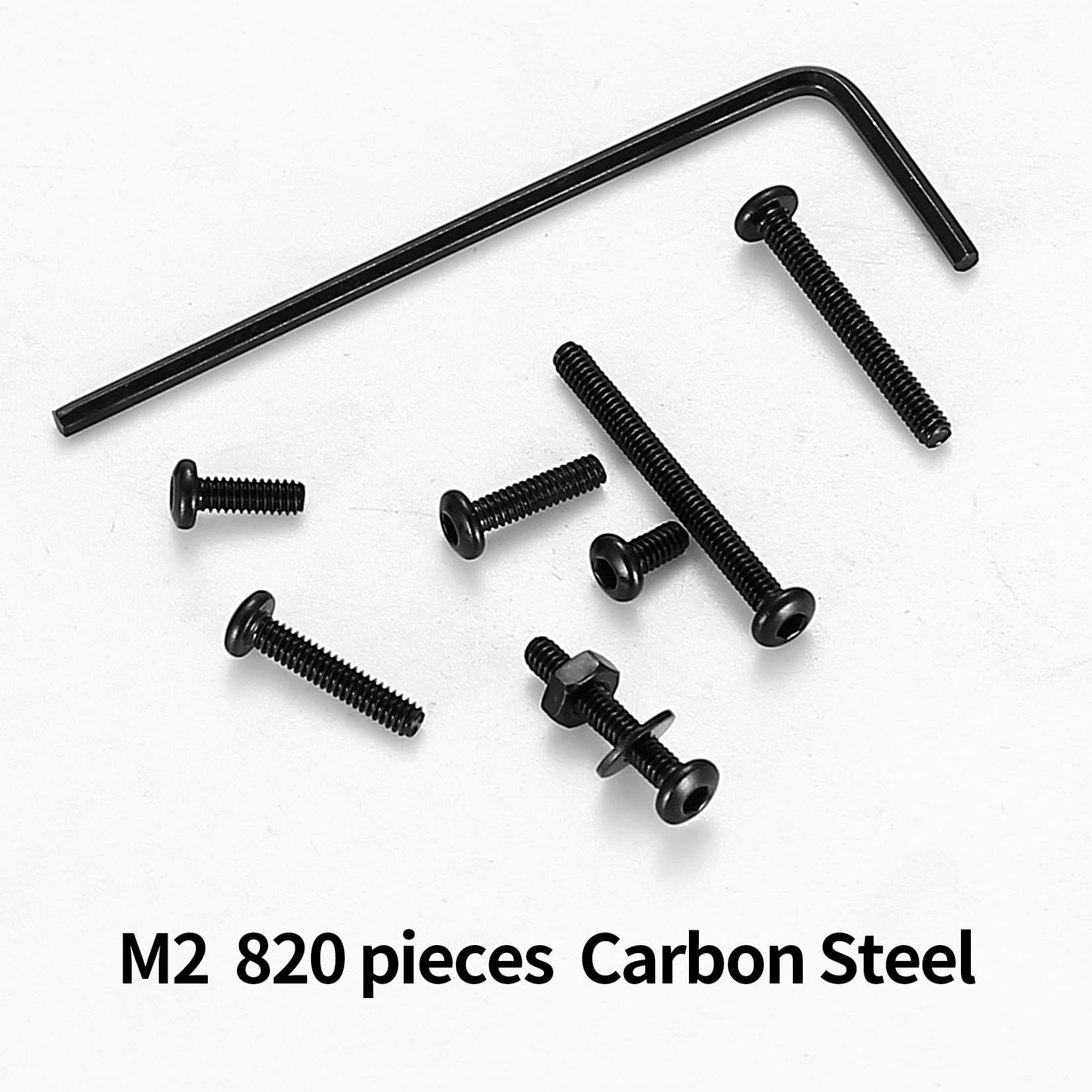 410pcs M2 Countersunk Head Hex Socket Screws, 10.9 Carbon Steel Full Thread Machine Screws, Nuts and Washers Assortment with Allen Keys 