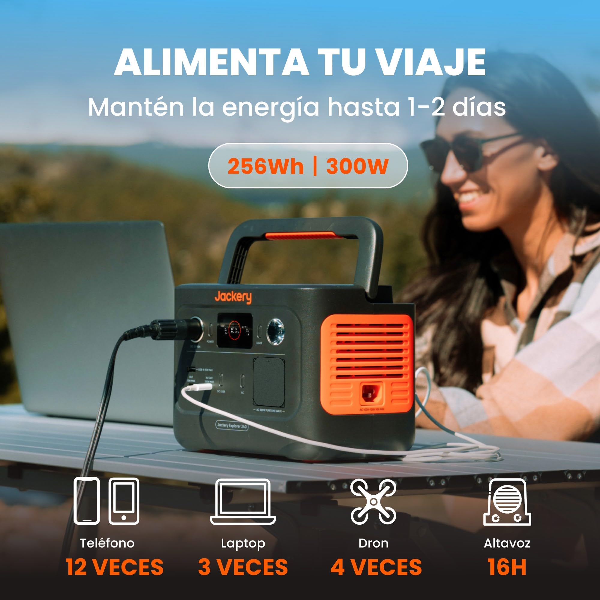 Jackery 240 v2 Solar Generator with 40W Solar Panel, 256Wh LiFePO4 Battery, 300W AC &amp; 100W USB-C Output for Outdoor, Camping &amp; Emergency (2024 New) 
