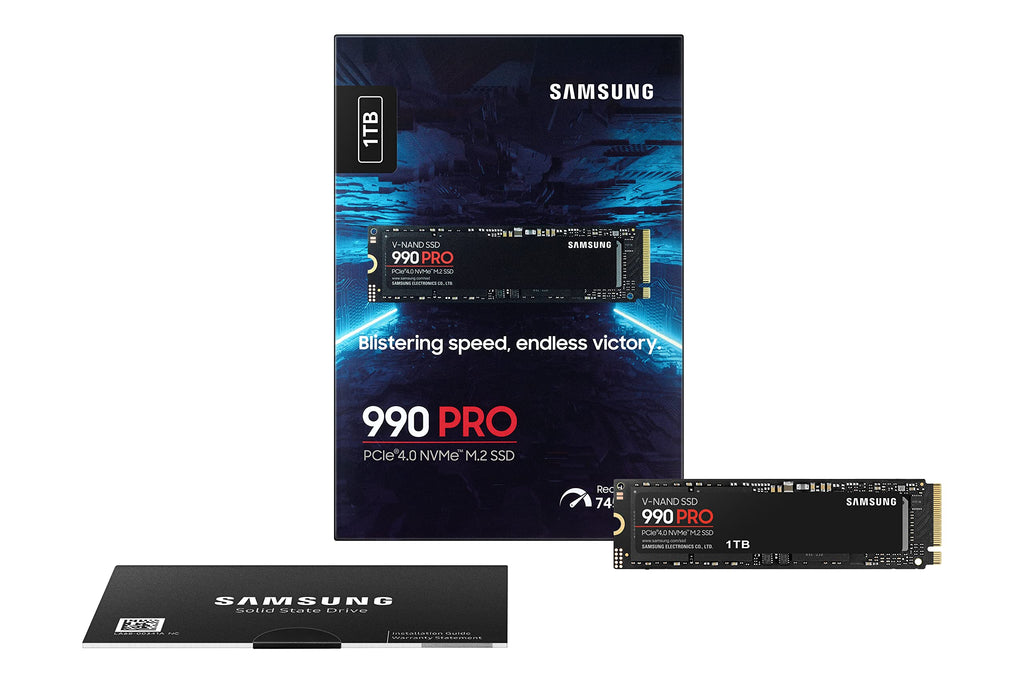 Samsung 990 PRO NVMe M.2 SSD, 2 TB, PCIe 4.0, 7,450 MB/s Read, 6,900 MB/s Write, Internal SSD, Internal SSD for Gaming and Video Editing, Black, MZ-V9P2T0BW 
