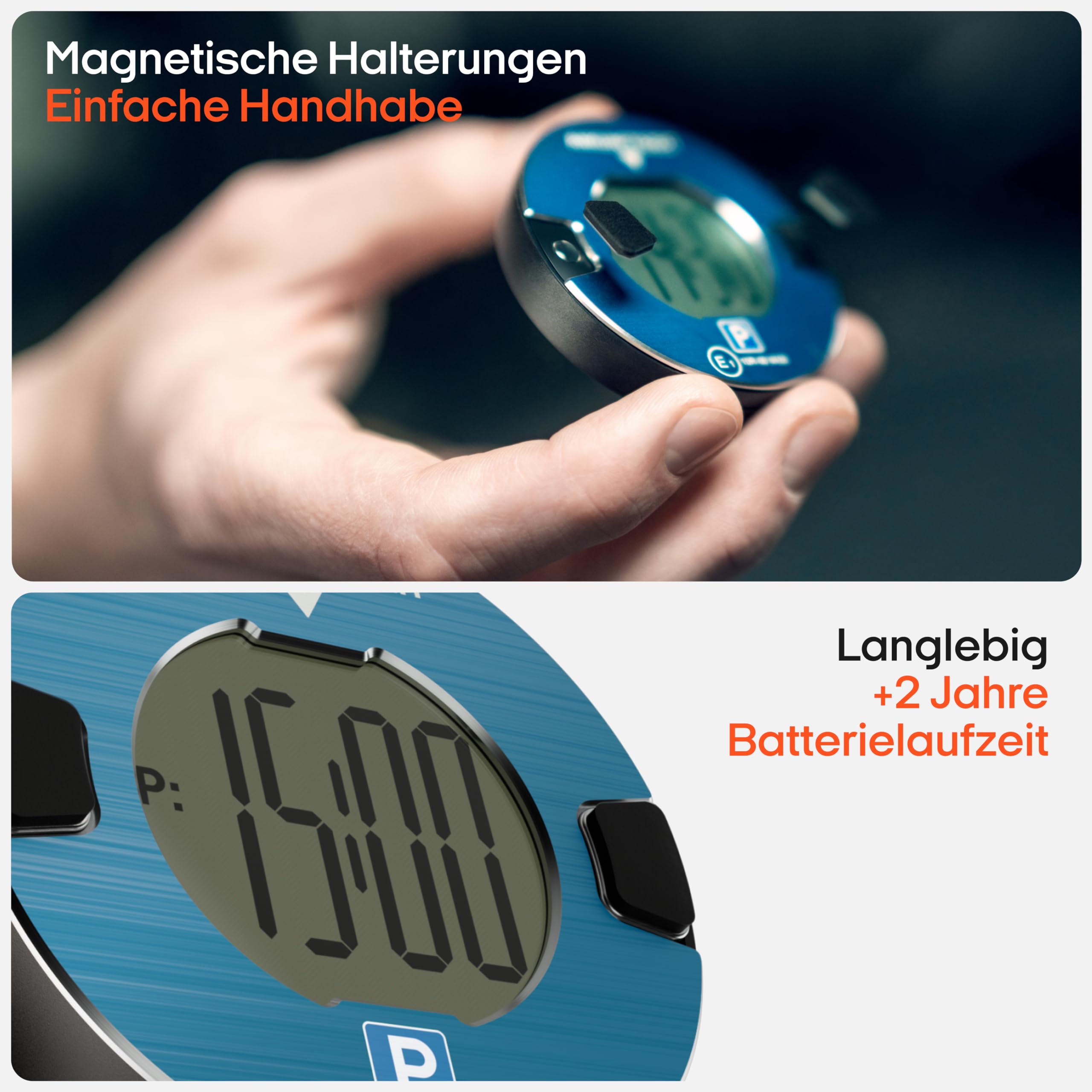 OOONO P-DISC NO1 - Electronic parking disc with approval for cars - Automatic digital parking disc electric with approval from the KBA according to StVO - Electric parking meter car approved 