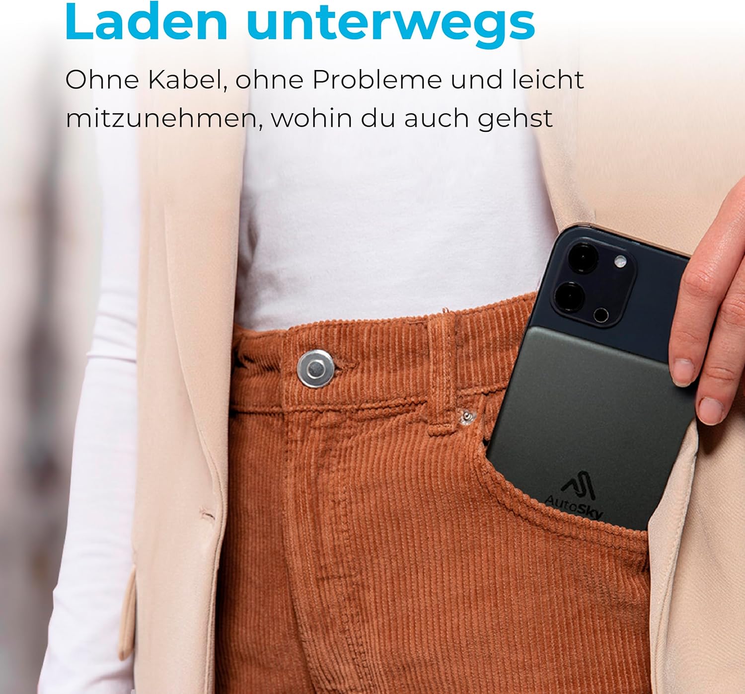 AutoSky Magnetic Power Bank 10,000 mAh | Wireless &amp; USB-C | LED Display (APB-200) 