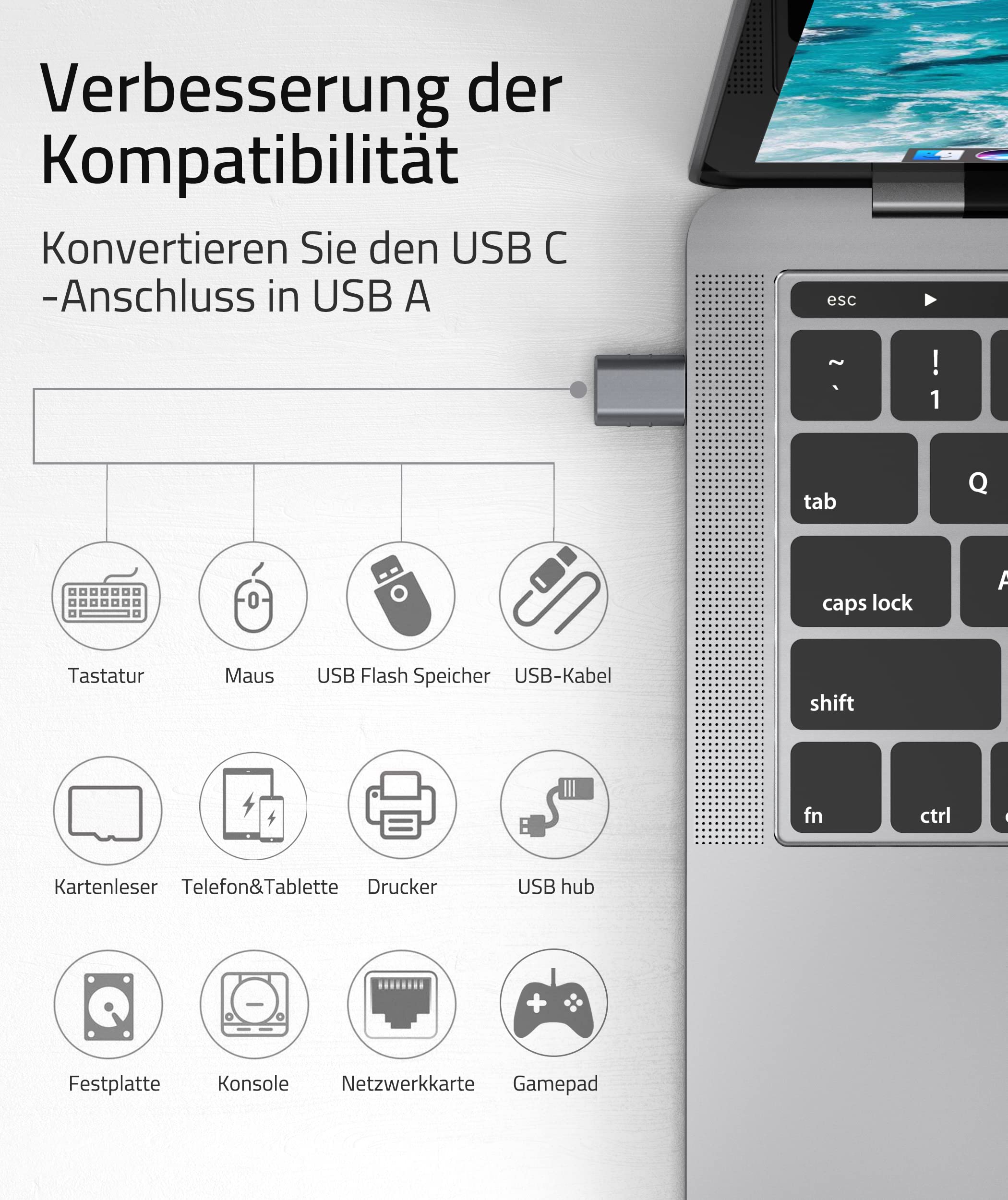 Syntech USB-C to USB Adapter, 2 USB-C Male to USB-C Female Adapter, Compatible with iPhone 16 Pro Max iMac iPad Pro 2021, MacBook Air Pro 2020 and Other Type-C/Thunderbolt 3 Devices, Blue 