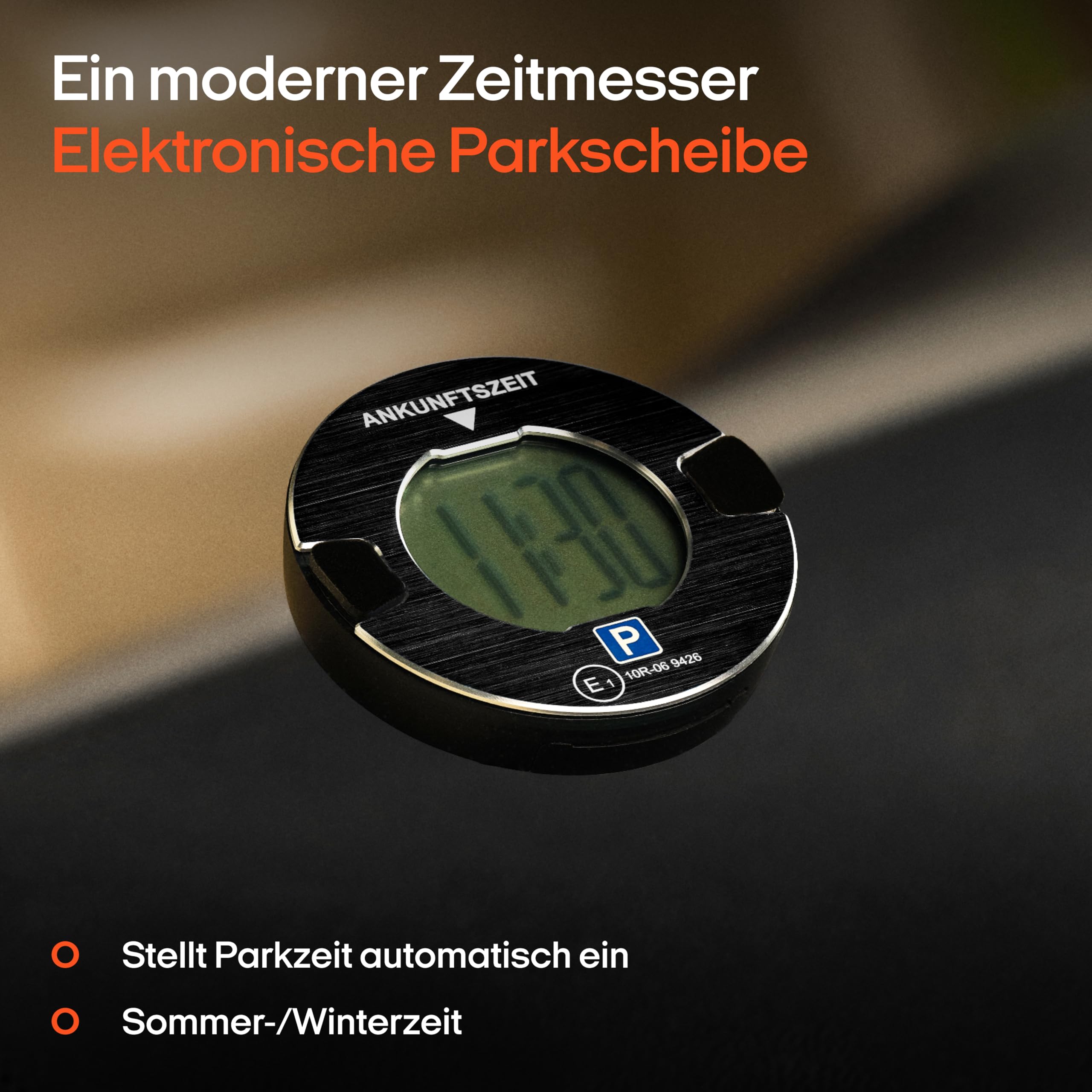 OOONO P-DISC NO1 - Electronic parking disc with approval for cars - Automatic digital parking disc electric with approval from the KBA according to StVO - Electric parking meter car approved 