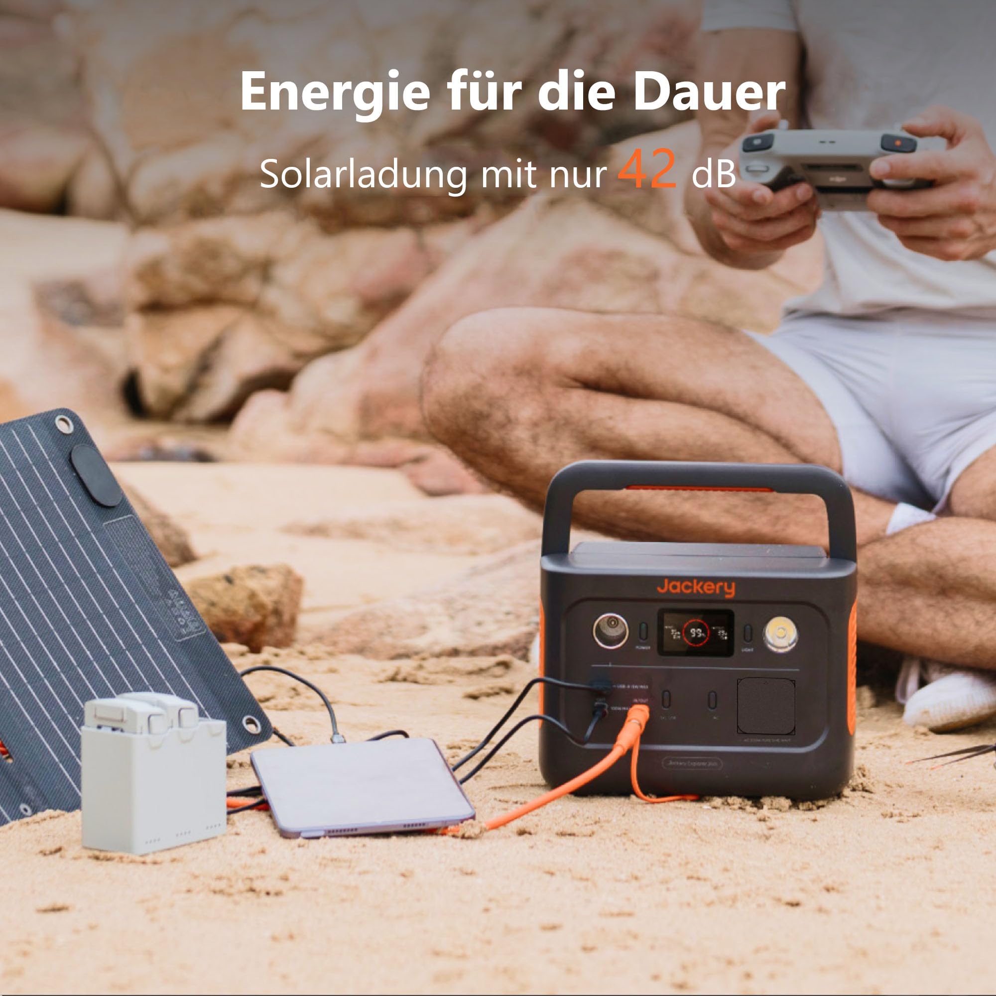 Jackery 240 v2 Solar Generator with 40W Solar Panel, 256Wh LiFePO4 Battery, 300W AC &amp; 100W USB-C Output for Outdoor, Camping &amp; Emergency (2024 New) 