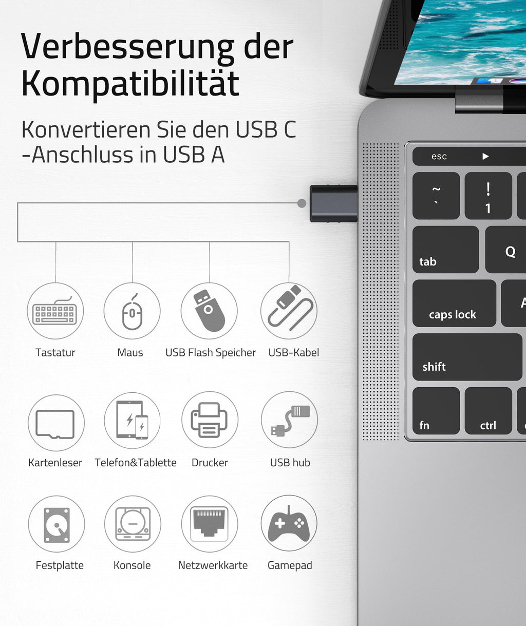 Syntech USB-C to USB Adapter, 2 USB-C Male to USB-C Female Adapter, Compatible with iPhone 16 Pro Max iMac iPad Pro 2021, MacBook Air Pro 2020 and Other Type-C/Thunderbolt 3 Devices, Blue 