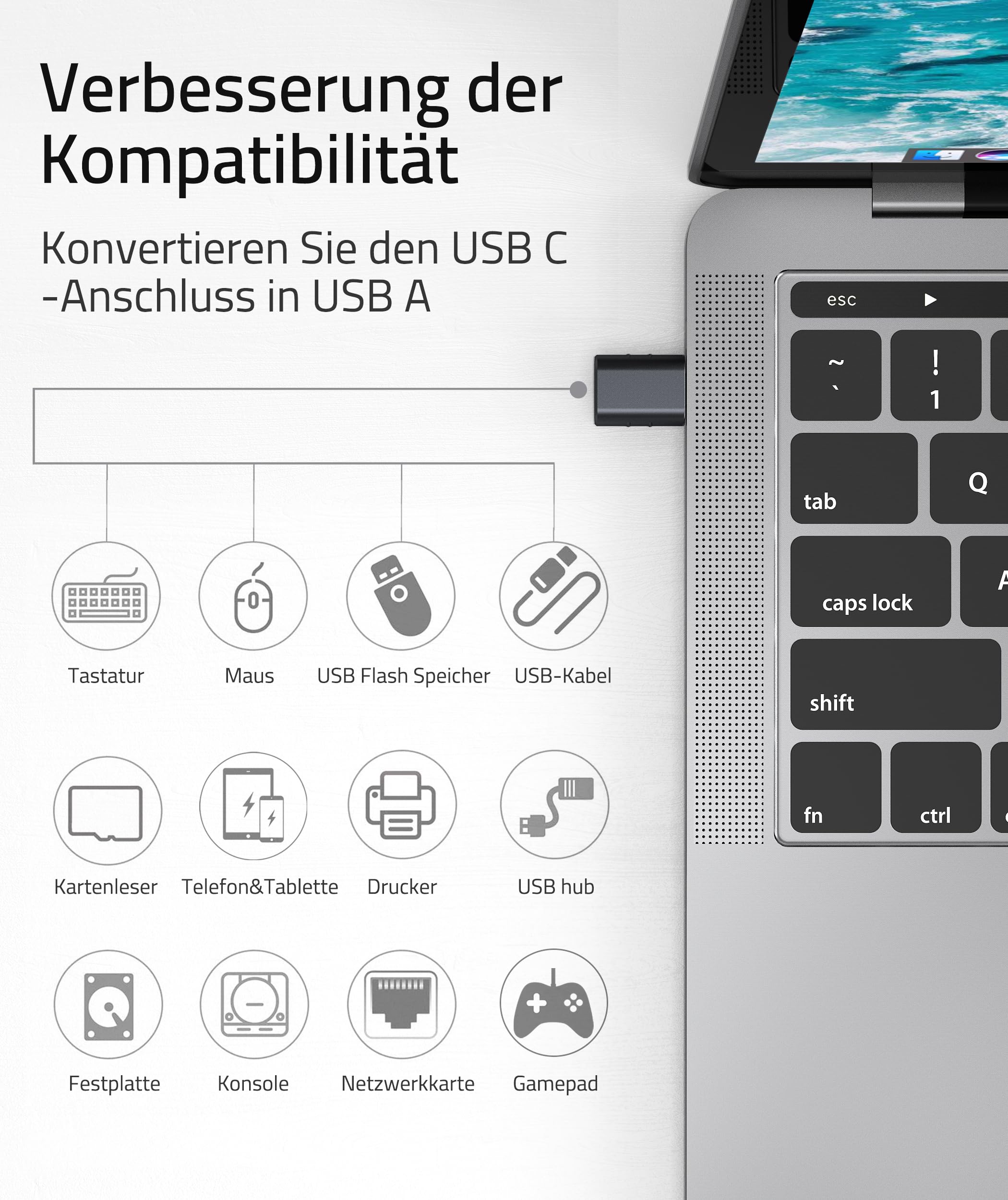 Syntech USB-C to USB Adapter, 2 USB-C Male to USB-C Female Adapter, Compatible with iPhone 16 Pro Max iMac iPad Pro 2021, MacBook Air Pro 2020 and Other Type-C/Thunderbolt 3 Devices, Blue 