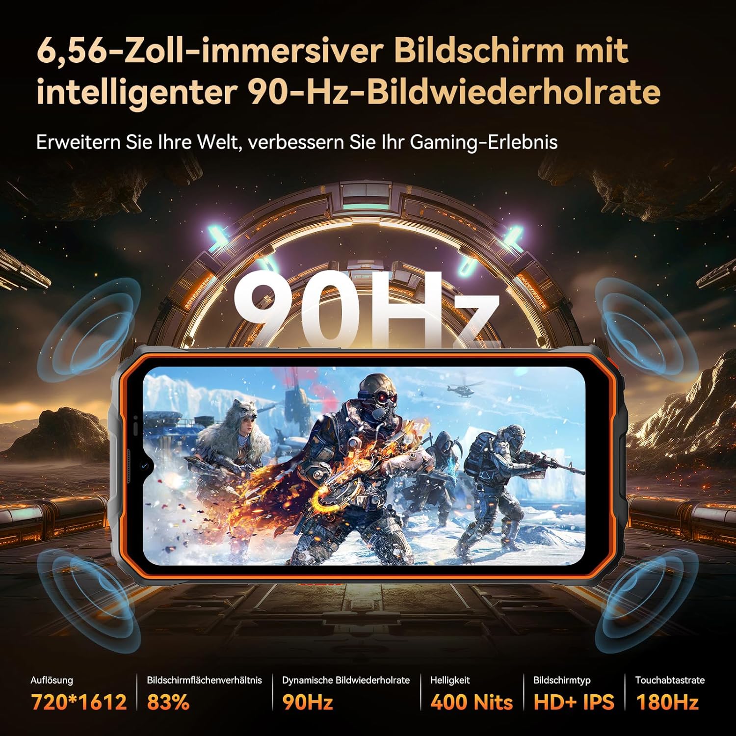 OSCAL Marine 2 Outdoor Mobile Phone Without Contract 2025, 11000mAh 12GB+64GB/2TB, Android 15 Outdoor Smartphone, 6.56" HD+ 90Hz, 16MP+8MP AI Camera Construction Site Mobile Phone, IP69K Waterproof, Dual SIM 4G/NFC/OTG/GPS 
