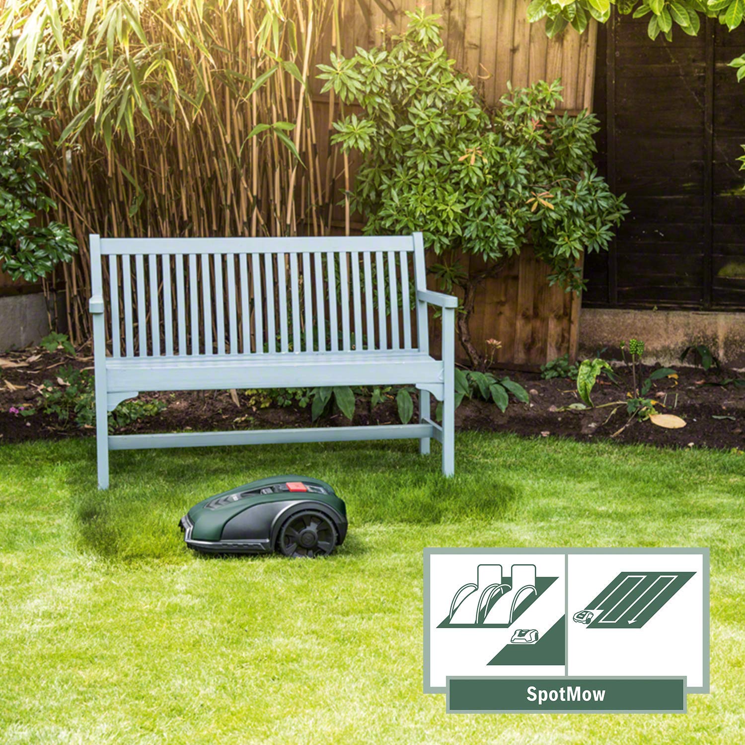 Bosch Home and Garden Indego XS 300 Robot Lawnmower (with Integrated 18 V Battery, Charging Station Included, Cutting Width 19 cm, for Lawns up to 300 m², in Box) Black, Green 