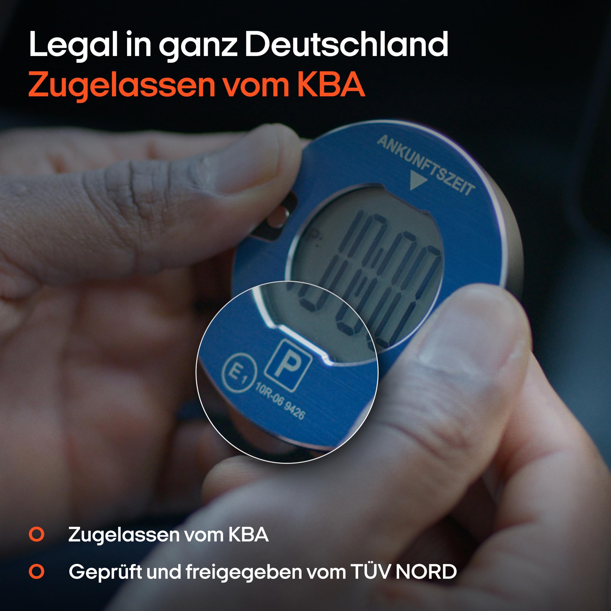 OOONO P-DISC NO1 - Electronic parking disc with approval for cars - Automatic digital parking disc electric with approval from the KBA according to StVO - Electric parking meter car approved 