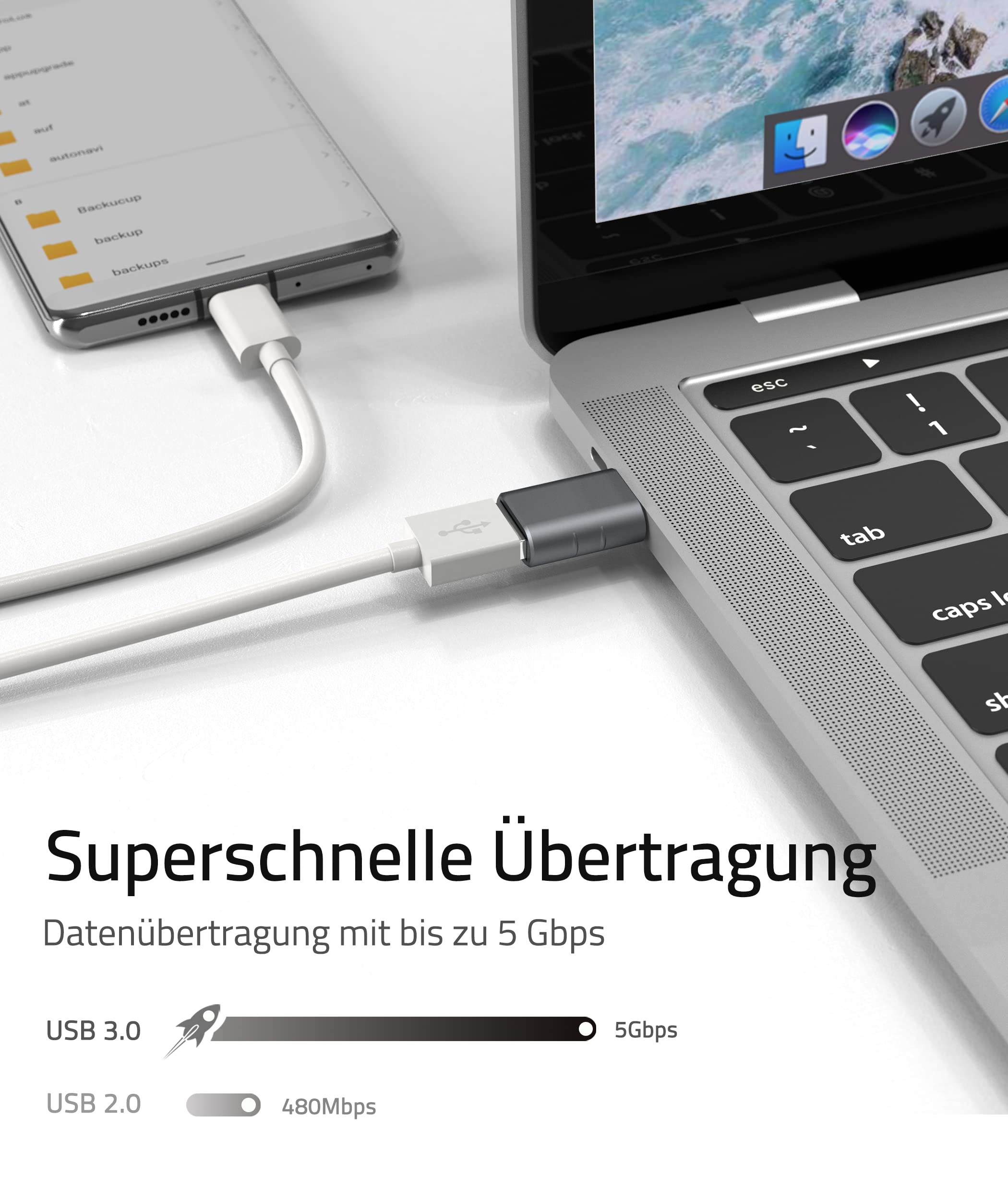 Syntech USB-C to USB Adapter, 2 USB-C Male to USB-C Female Adapter, Compatible with iPhone 16 Pro Max iMac iPad Pro 2021, MacBook Air Pro 2020 and Other Type-C/Thunderbolt 3 Devices, Blue 