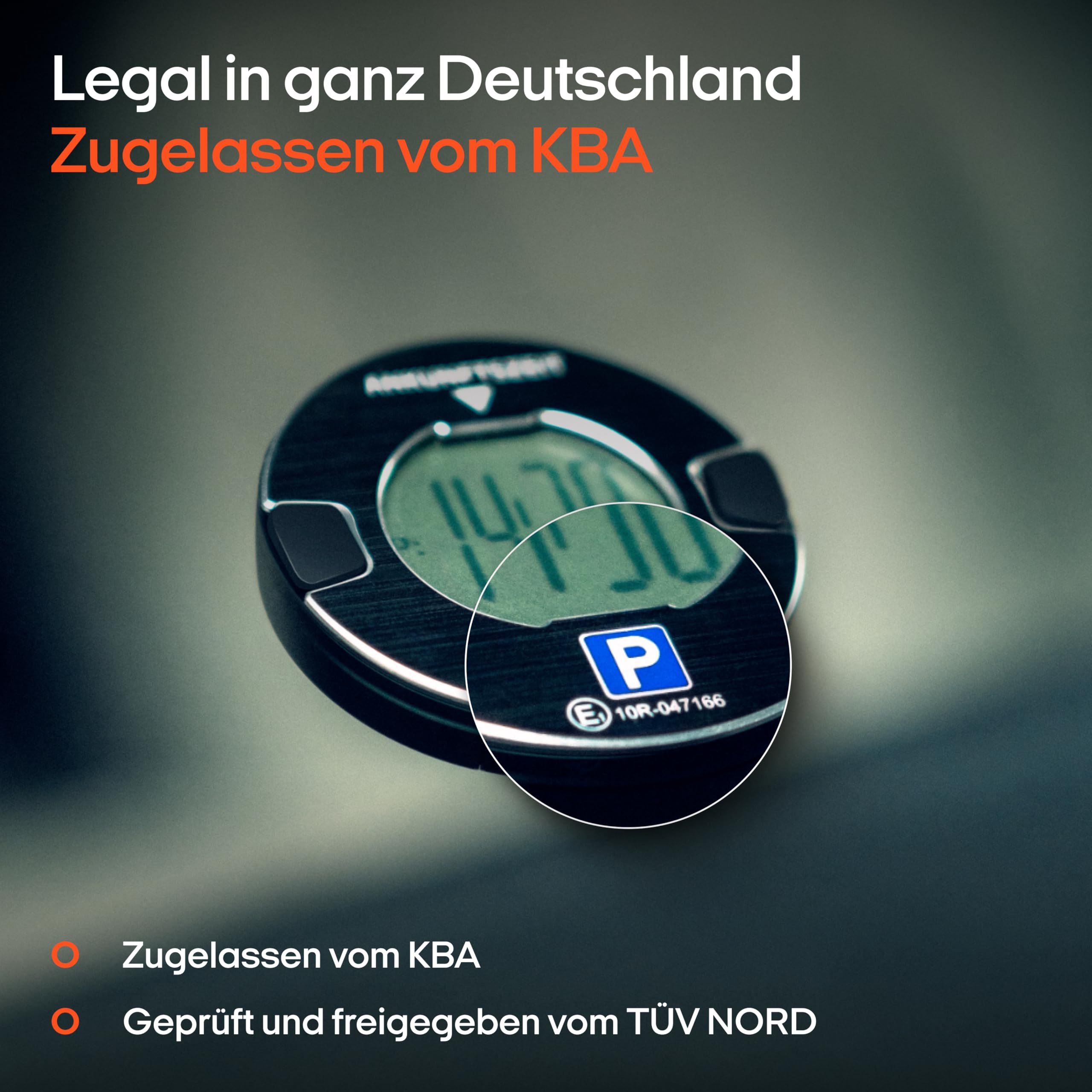 OOONO P-DISC NO1 - Electronic parking disc with approval for cars - Automatic digital parking disc electric with approval from the KBA according to StVO - Electric parking meter car approved 