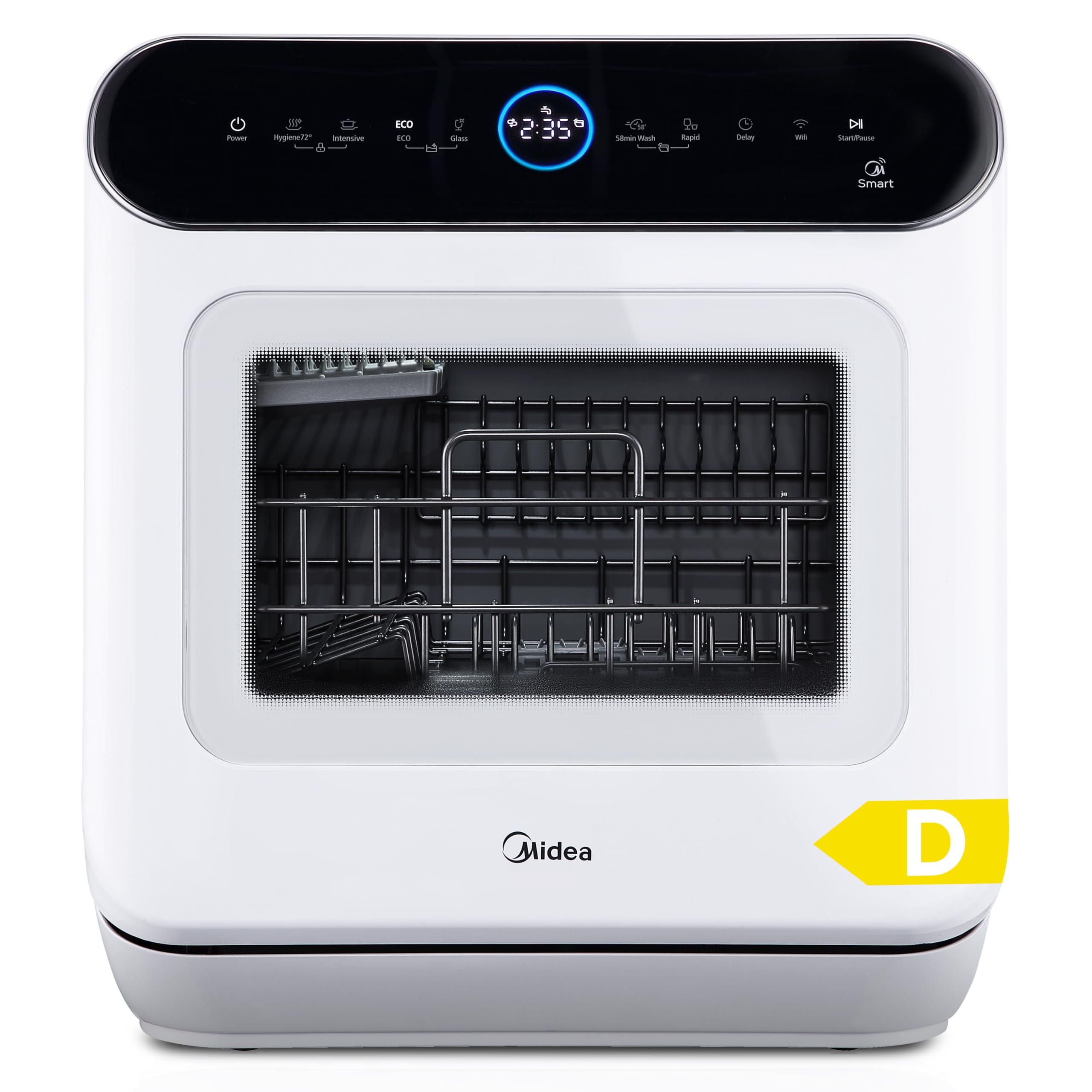 Midea ST 3.6F wi Countertop Dishwasher, 6 Wash Programs, Delay Start, Extra Drying Function, IOT Control, Mini Dishwasher, Ideal for Small Apartments, White 