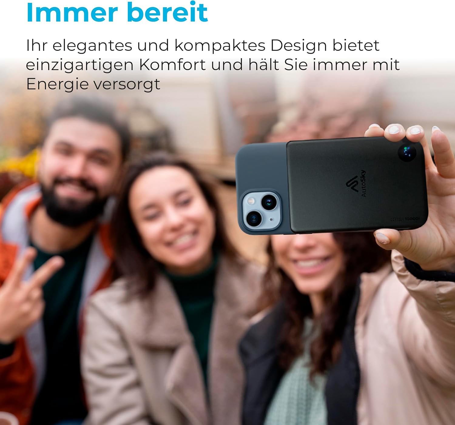 AutoSky Magnetic Power Bank 10,000 mAh | Wireless &amp; USB-C | LED Display (APB-200) 