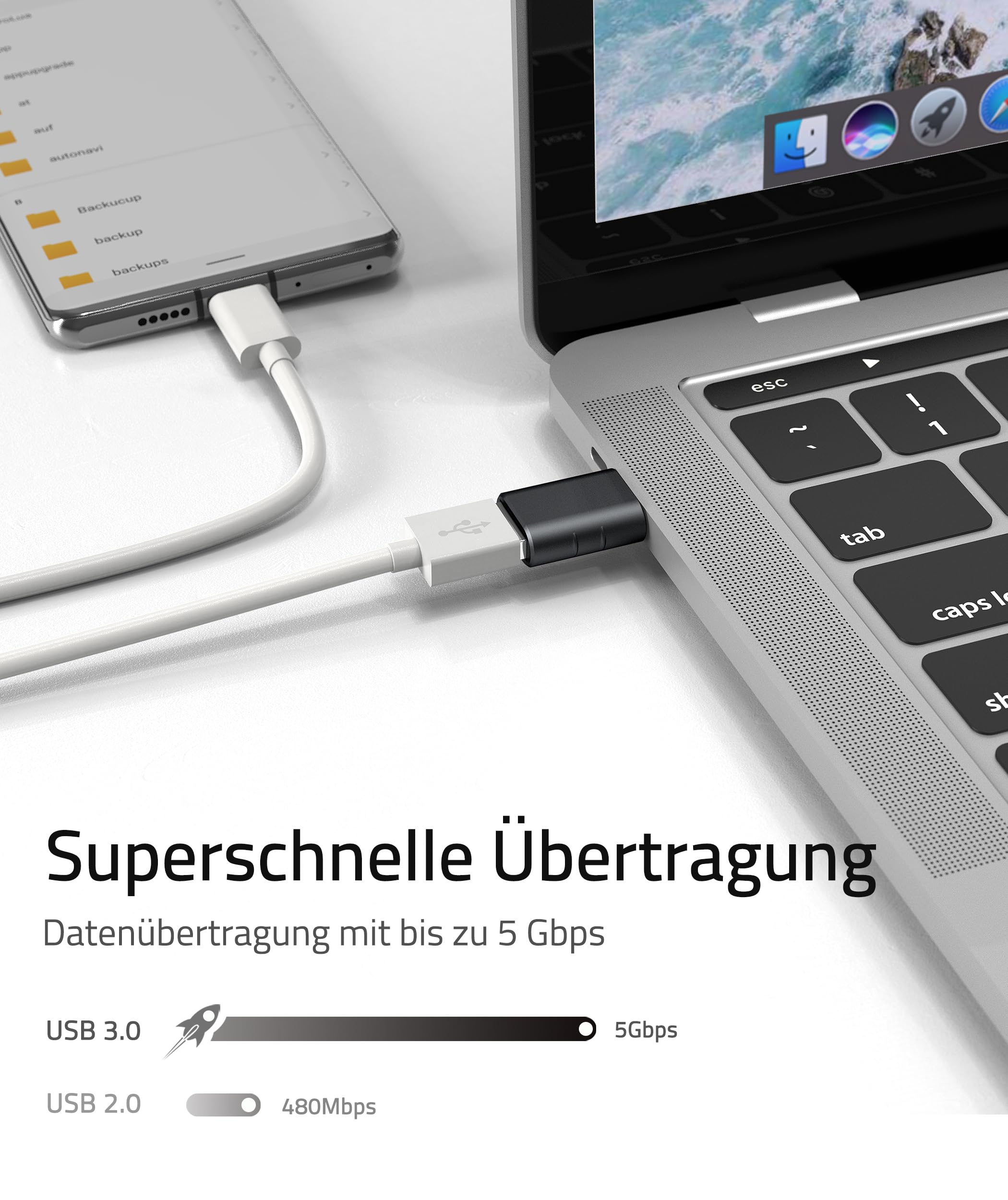 Syntech USB-C to USB Adapter, 2 USB-C Male to USB-C Female Adapter, Compatible with iPhone 16 Pro Max iMac iPad Pro 2021, MacBook Air Pro 2020 and Other Type-C/Thunderbolt 3 Devices, Blue 