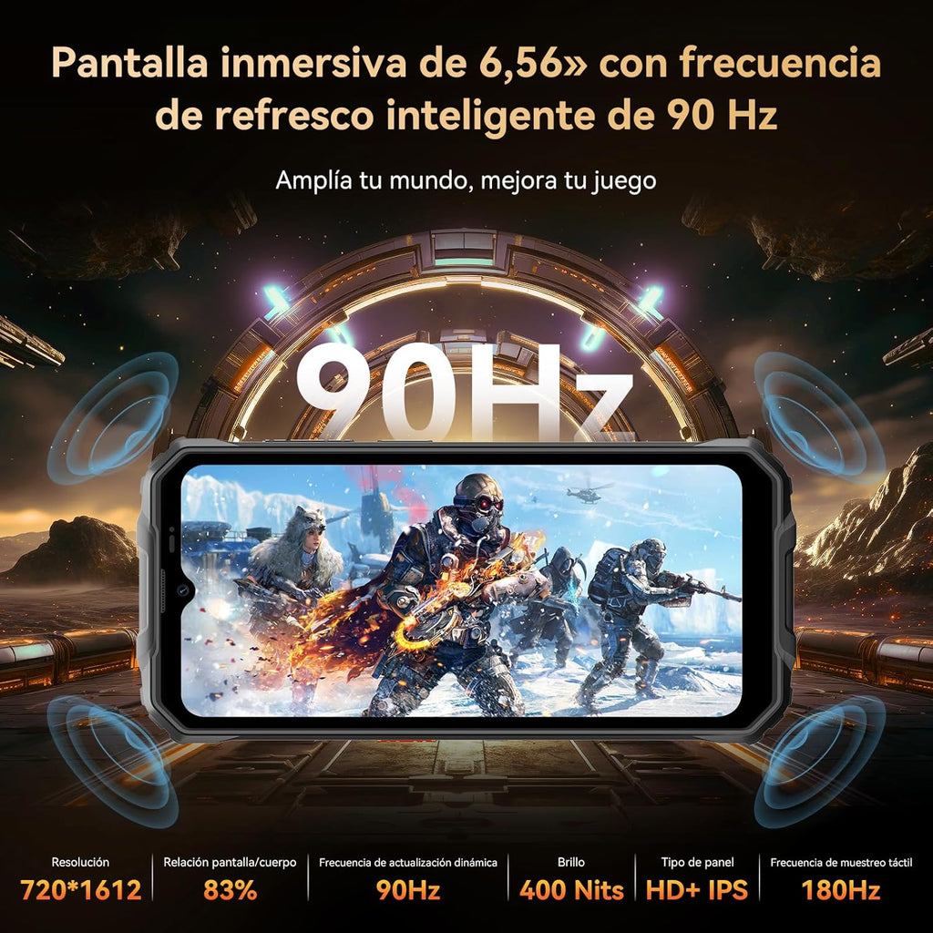 OSCAL Marine 2 Outdoor Mobile Phone Without Contract 2025, 11000mAh 12GB+64GB/2TB, Android 15 Outdoor Smartphone, 6.56" HD+ 90Hz, 16MP+8MP AI Camera Construction Site Mobile Phone, IP69K Waterproof, Dual SIM 4G/NFC/OTG/GPS 
