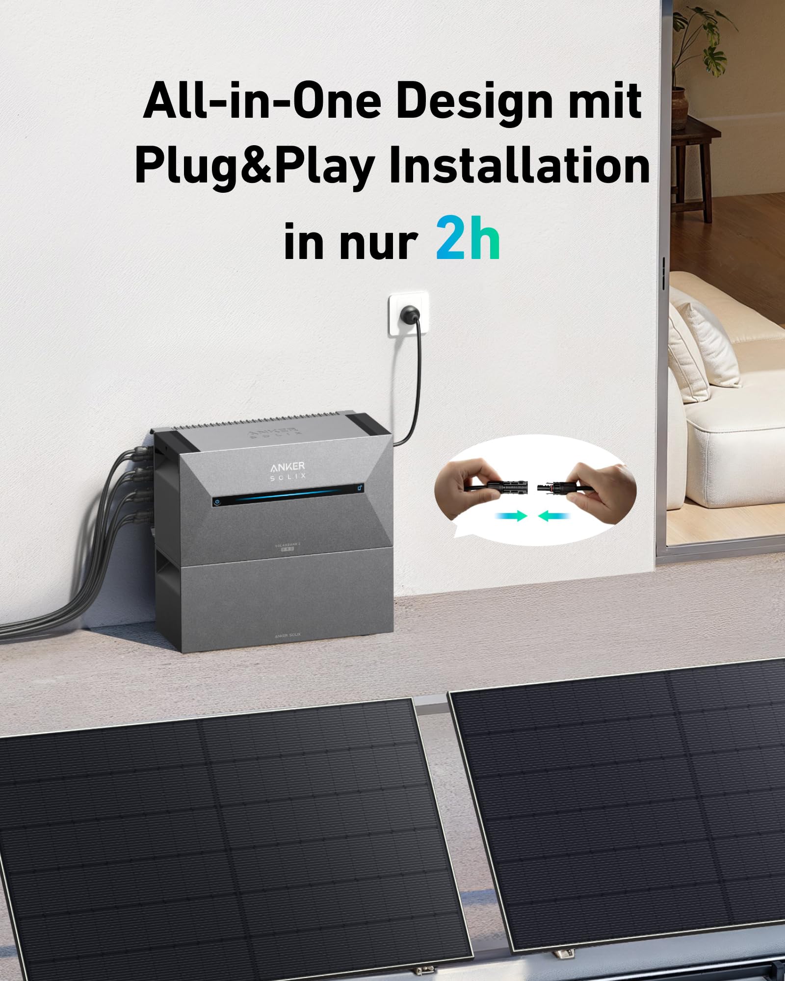Anker SOLIX Solar Bank 2 E1600 Pro with Memory, All-in-One Power Storage with Micro Inverter, 1.6 kWh, 4 MPPT 2400 W Solar Input, 1000 W AC, 6000 Charging Cycles, 9.6 kWh Capacity, Plug &amp; Play 