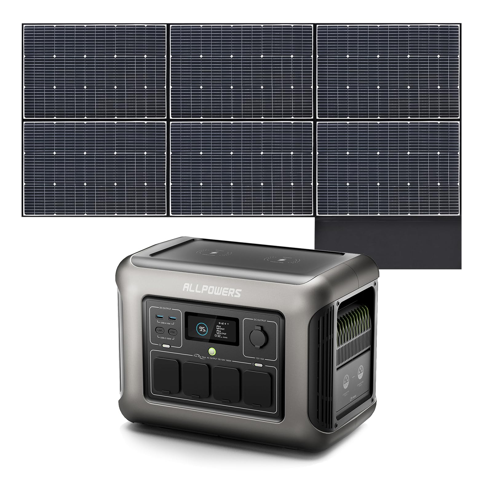 ALLPOWERS R1500 Portable Power Station with 200W Solar Panel, 1152Wh LiFePO4 Battery with 1800W AC Output Solar Generator, 43dB Quiet Operation Mobile Emergency Power Supply for Garden Travel Camping Motorhome 