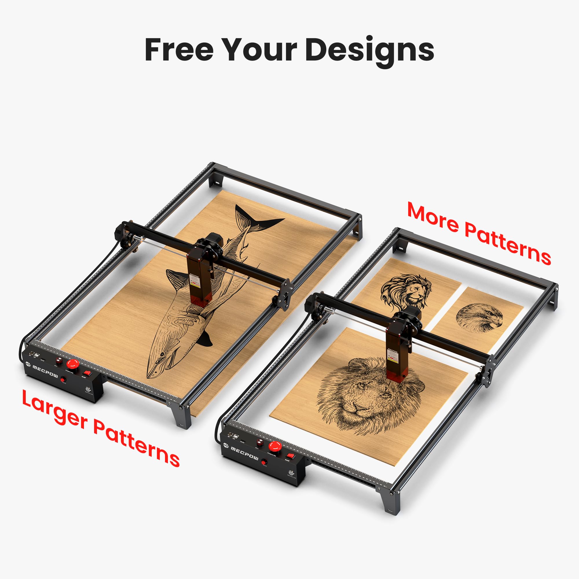 Mecpow X3 Pro Laser Engraving Machine with Air Assistance, 10W Engraving Machine Laser Cutter for Wood and Metal, 60W CNC Milling Machine with Emergency Stop, Flame and Gyro Detection, 410 x 400mm Area 