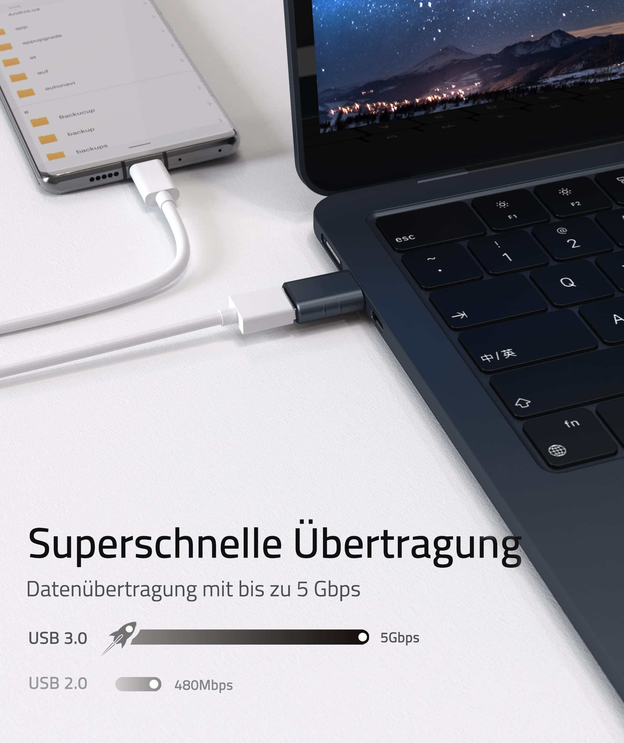 Syntech USB-C to USB Adapter, 2 USB-C Male to USB-C Female Adapter, Compatible with iPhone 16 Pro Max iMac iPad Pro 2021, MacBook Air Pro 2020 and Other Type-C/Thunderbolt 3 Devices, Blue 