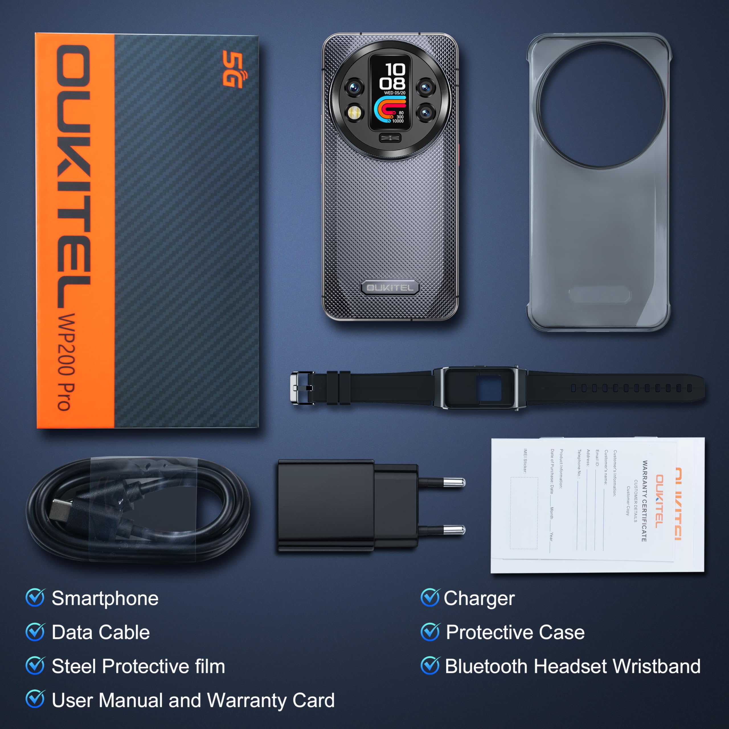 OUKITEL WP200 Pro 5G Outdoor Smartphone - Android 15 72GB+1TB Smartphone with SmartWatch, 6.7” AMOLED FHD+ 120 Hz Waterproof Unlocked, 8580mAh/45W, 108MP Camera, 5G Dual SIM/NFC/WiFi 6 - Green