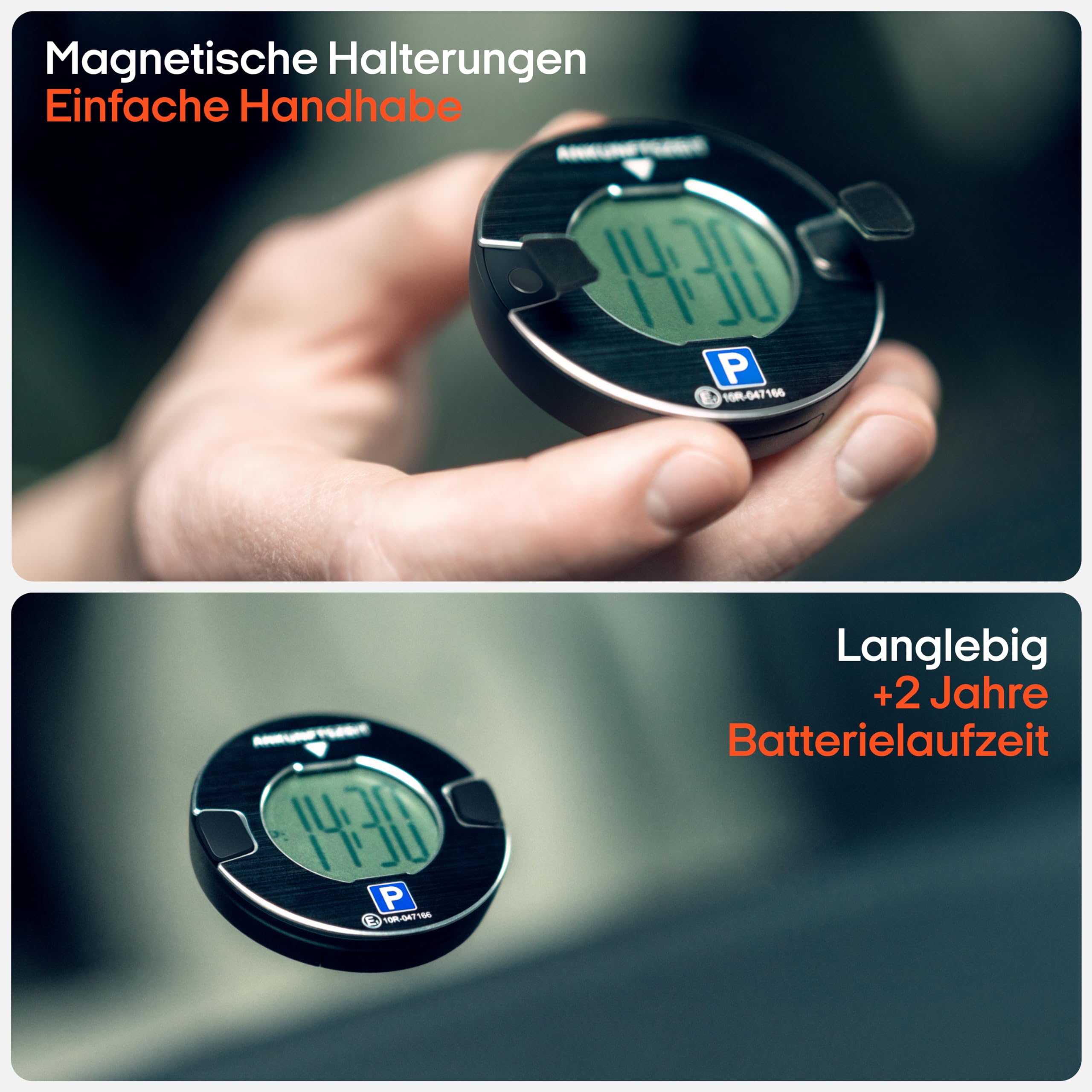 OOONO P-DISC NO1 - Electronic parking disc with approval for cars - Automatic digital parking disc electric with approval from the KBA according to StVO - Electric parking meter car approved 