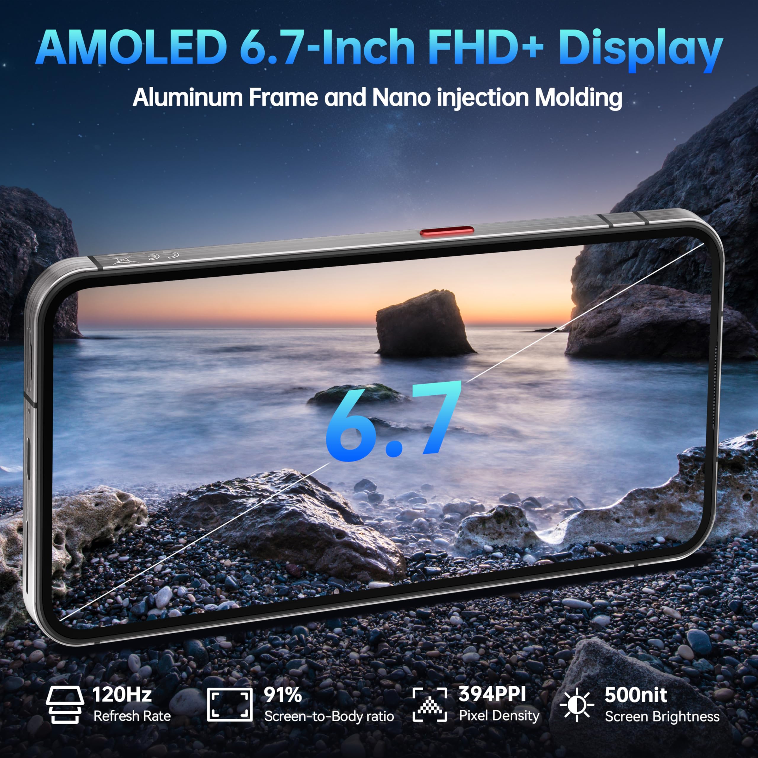 OUKITEL WP200 Pro 5G Outdoor Smartphone - Android 15 72GB+1TB Smartphone with SmartWatch, 6.7” AMOLED FHD+ 120 Hz Waterproof Unlocked, 8580mAh/45W, 108MP Camera, 5G Dual SIM/NFC/WiFi 6 - Green