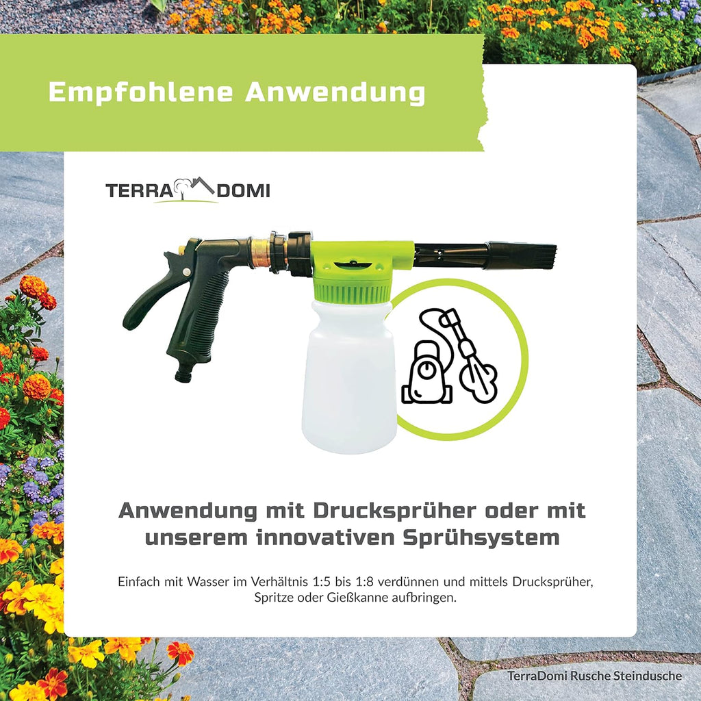Terra Domi Rusche Stone Shower, 5 L Concentrate, Stone Cleaner for up to 2000 m², Cleaning Agent for Clean Paths &amp; Squares, Path Cleaner, Biodegradable 