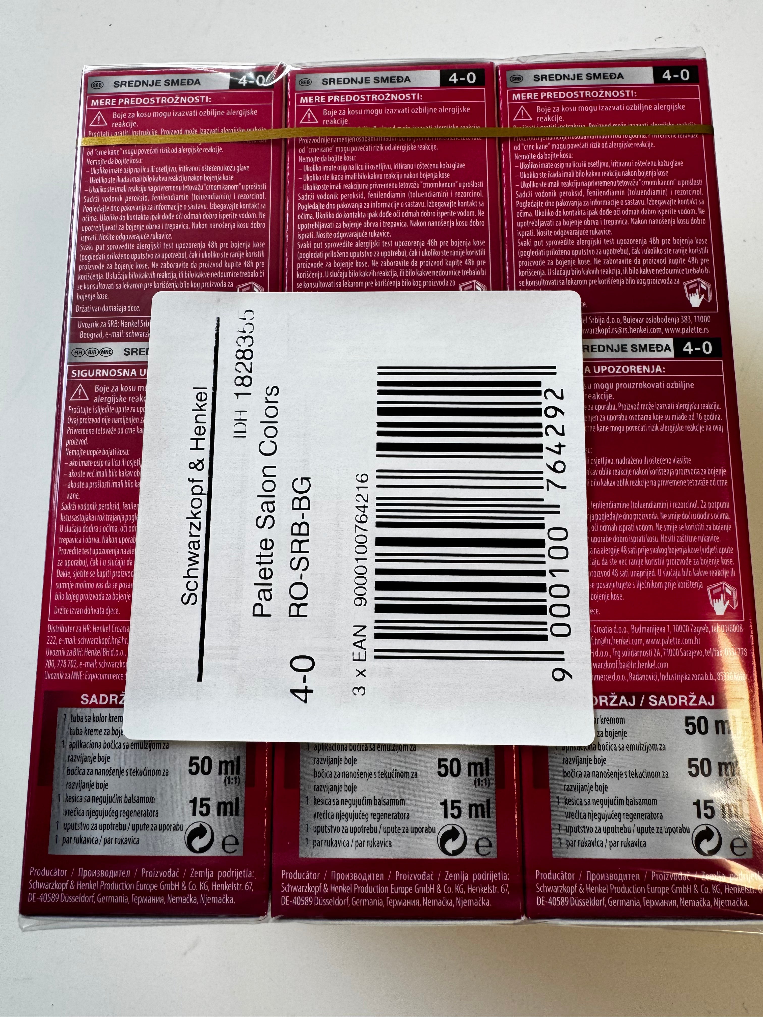 3-pack Schwarzkopf Palette SalonColors 4-0 Medium Brown (expires) 