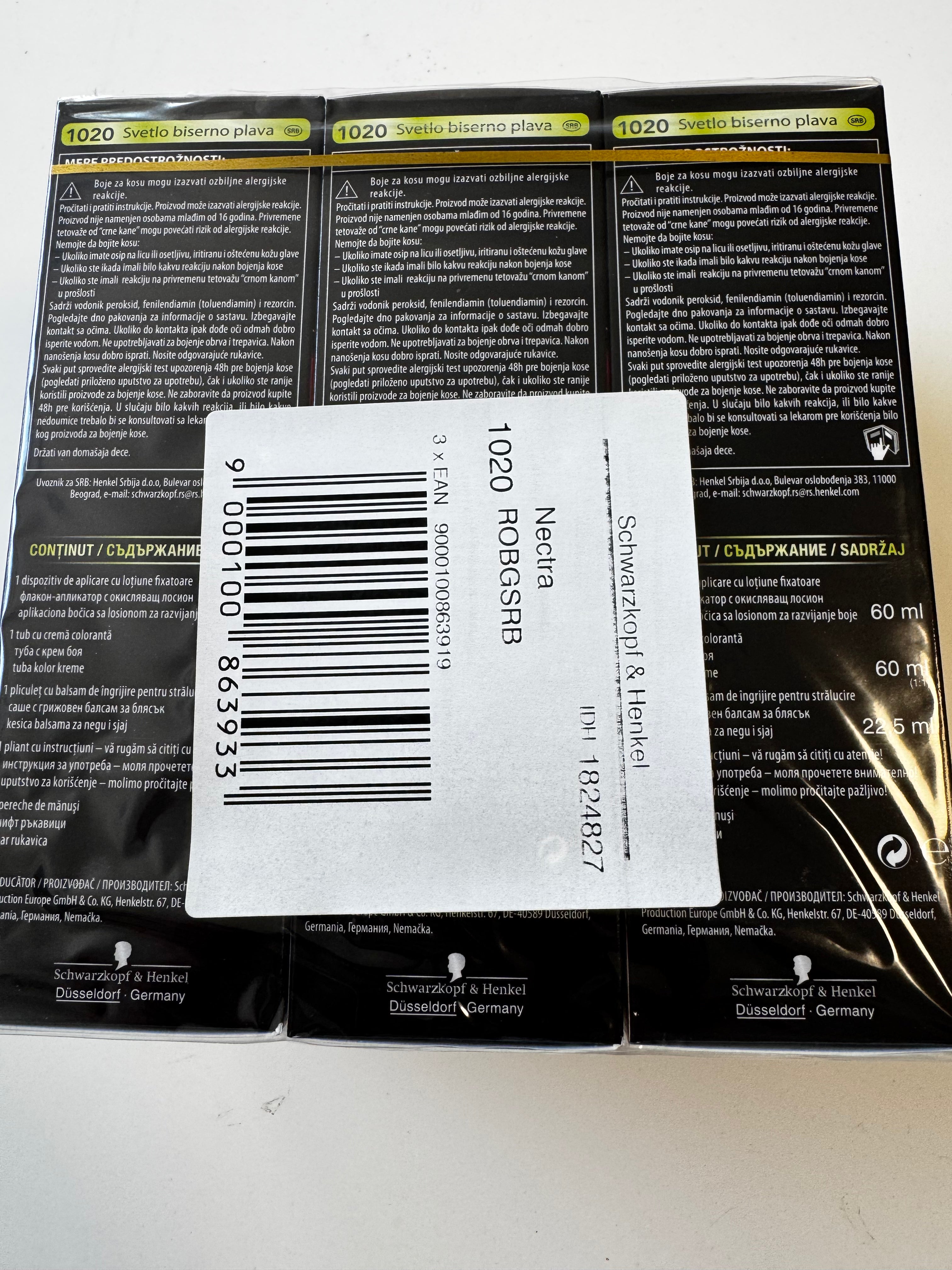3-pack Schwarzkopf Nectra Color 1020 Light Pearl Blonde / Light Pearl Blonde (expires) 