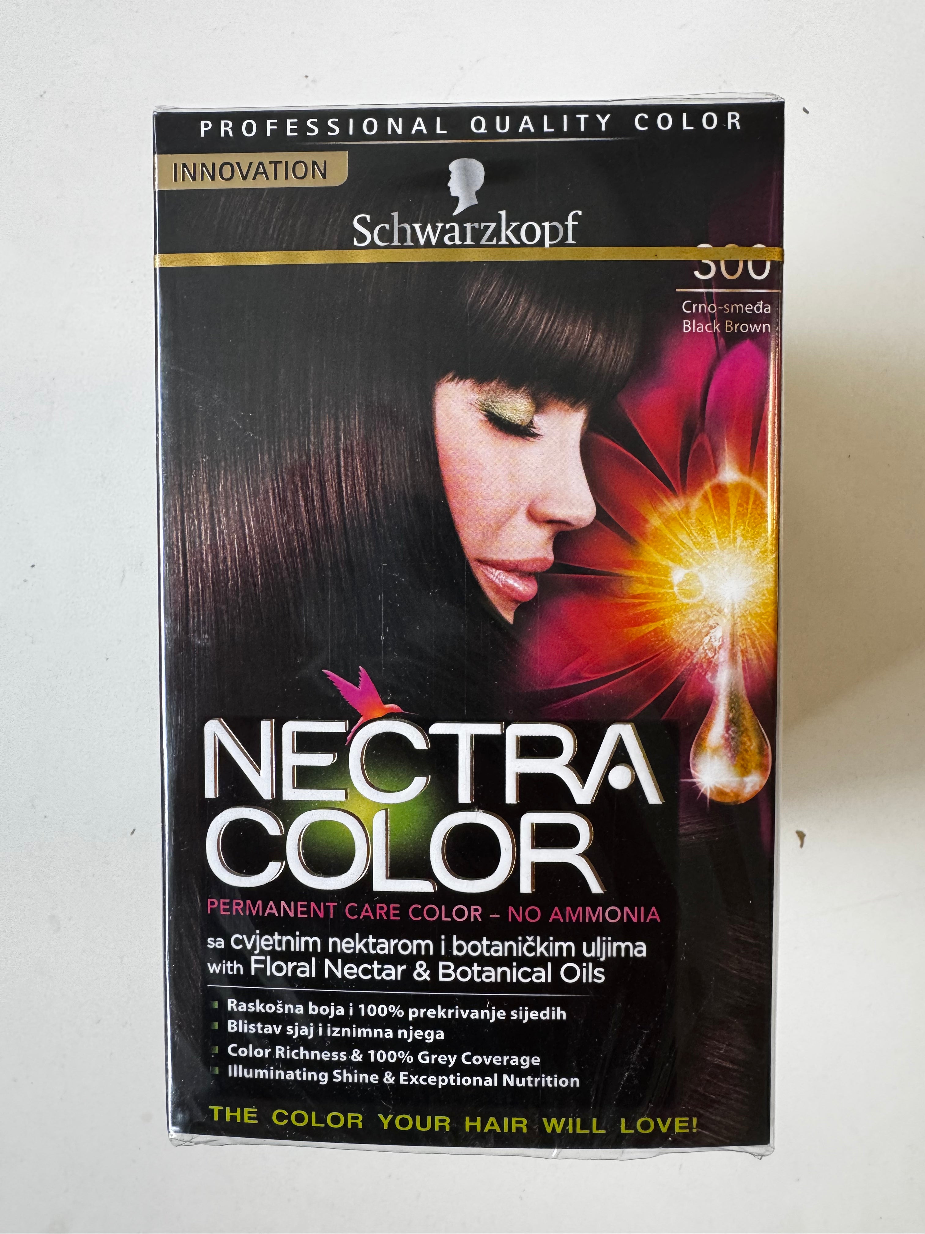 3-pack Schwarzkopf Nectra Color 300 Black Brown / Black Brown (remaining stock, expiry date exceeded) 
