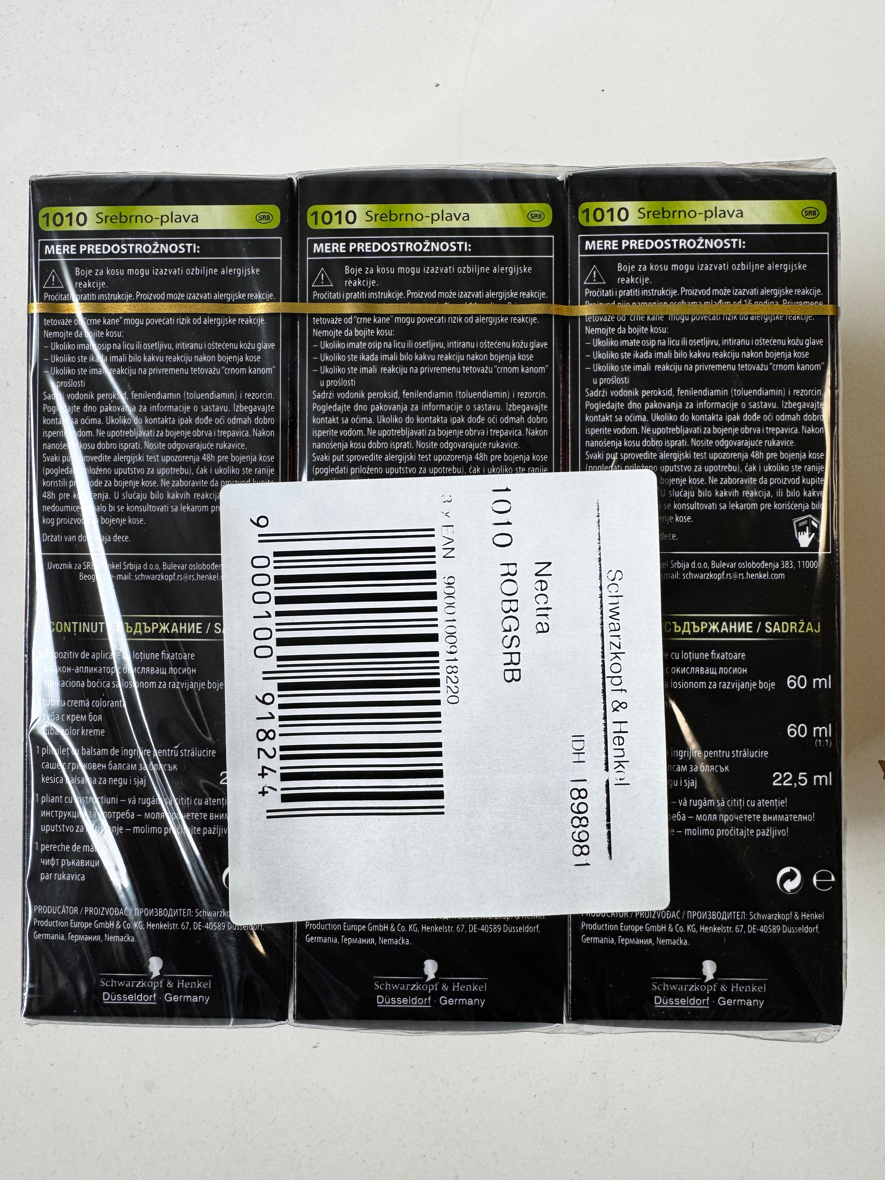 3-pack Schwarzkopf Nectra Color 1010 Silver Blonde / Silver Blonde (remaining stock expired) 