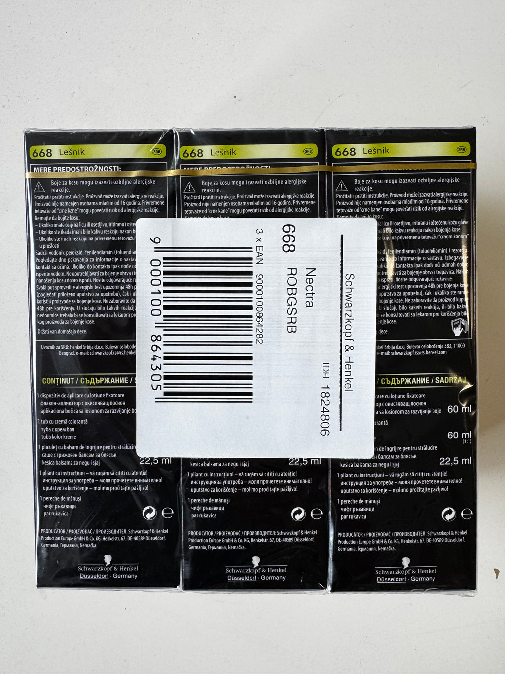3-pack Schwarzkopf Nectra Color 668 Hazelnut / Hazelnut Brown (remaining stock expired) 
