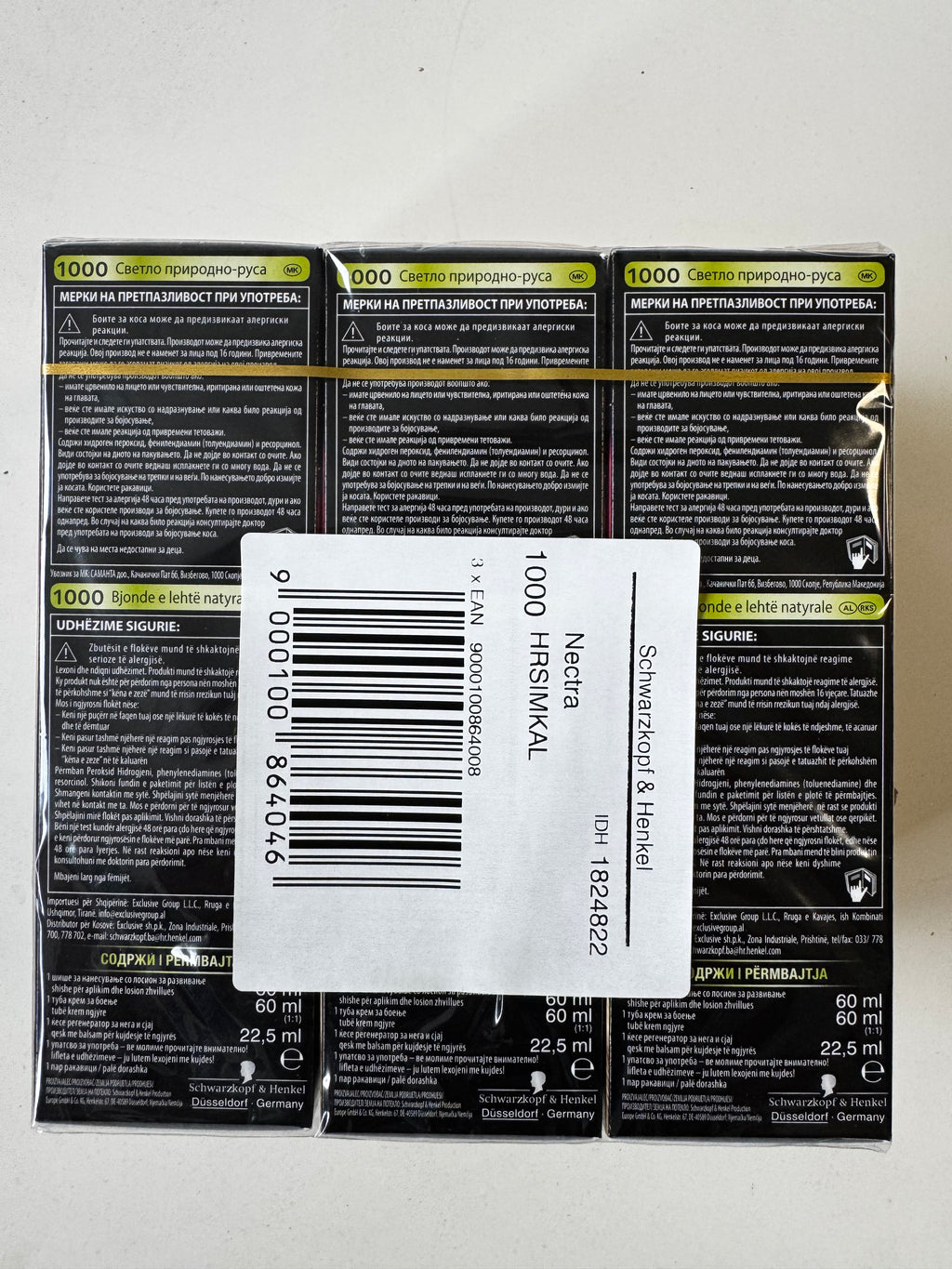 3-pack Schwarzkopf Nectra Color 1000 Light Natural Blonde (best before date exceeded) 