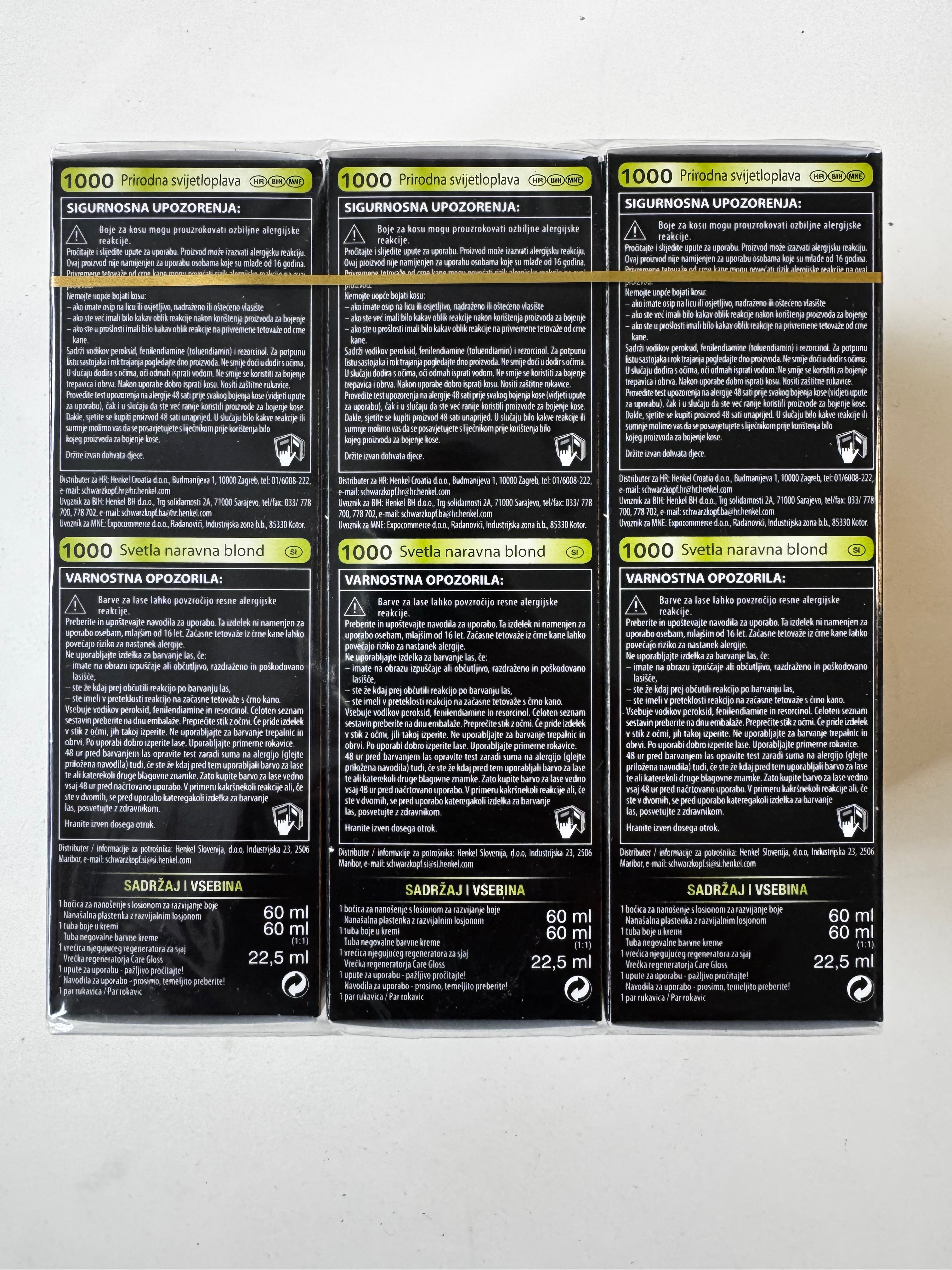 3-pack Schwarzkopf Nectra Color 1000 Light Natural Blonde (best before date exceeded) 
