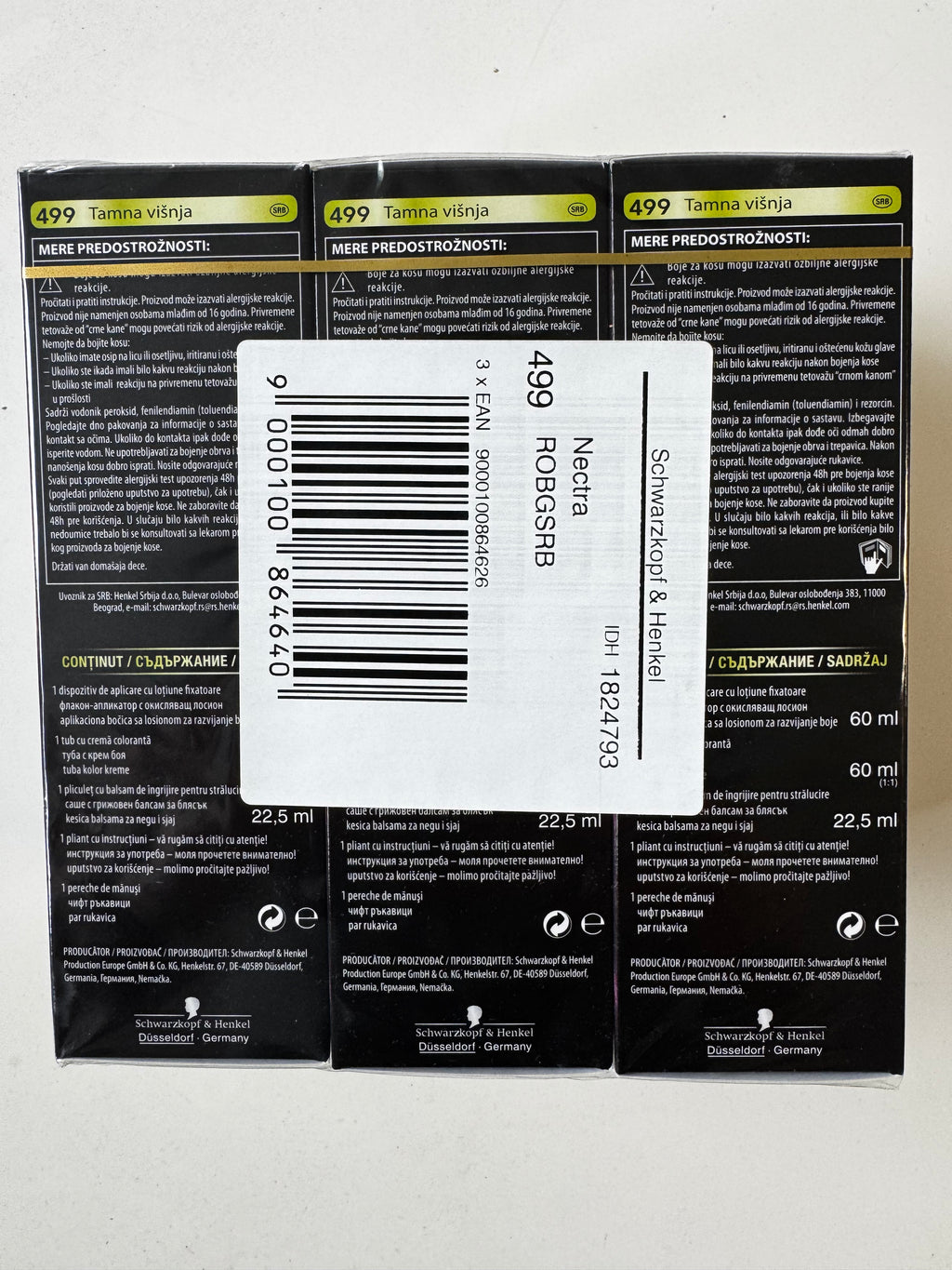3-pack Schwarzkopf Nectra Color 499 Dark Cherry (expires) 