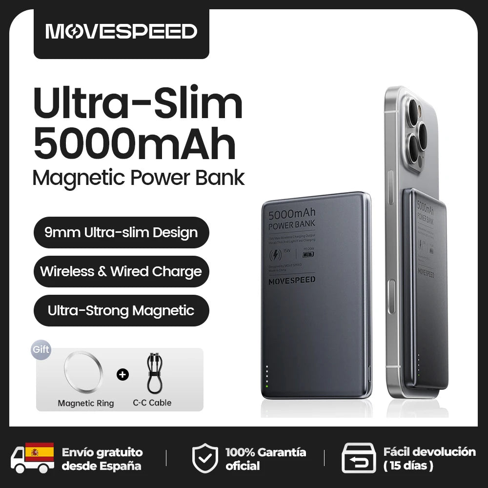 MOVESPEED S05 Slim Magnetic Power Bank 5000mAh Fast Charging Mini Wireless Portable Charger Battery for iPhone 16 15 14 Powerbank - AliExpress 202192403