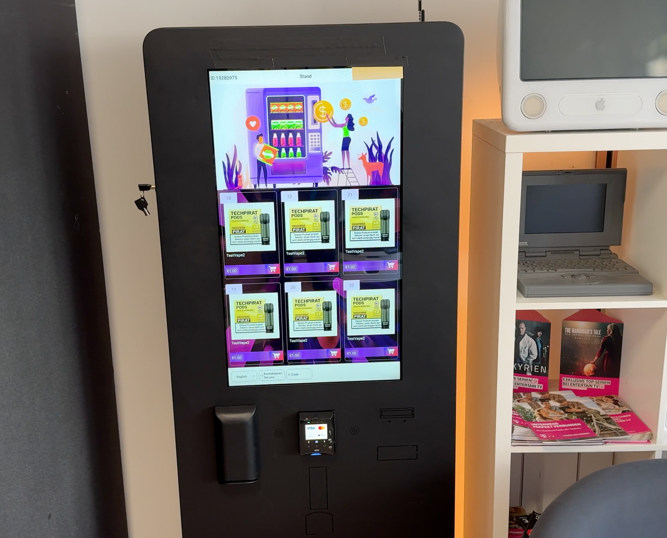 Indoor vape/cigarette vending machine for retail and catering