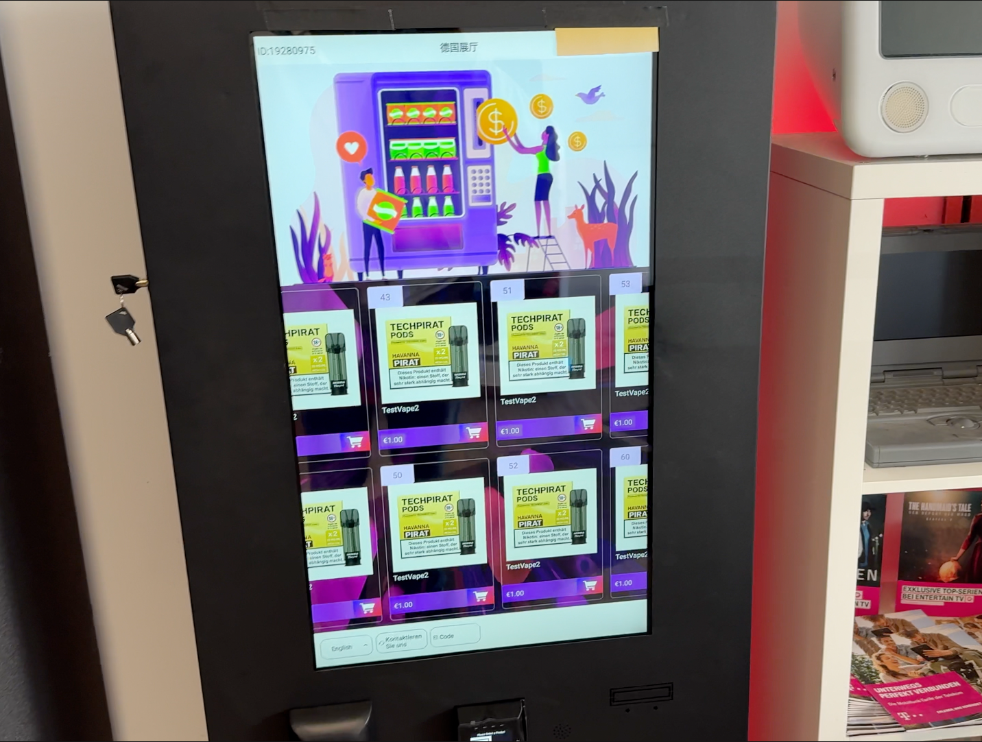 Indoor vape/cigarette vending machine for retail and catering